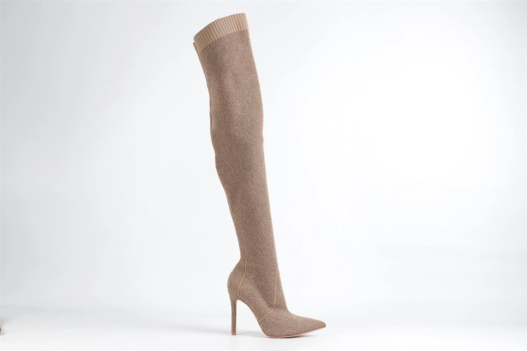 GIANVITO ROSSI BEIGE KNIT OVER THE KNEE BOOTS EU 39 UK 6 US 9 - Image 2