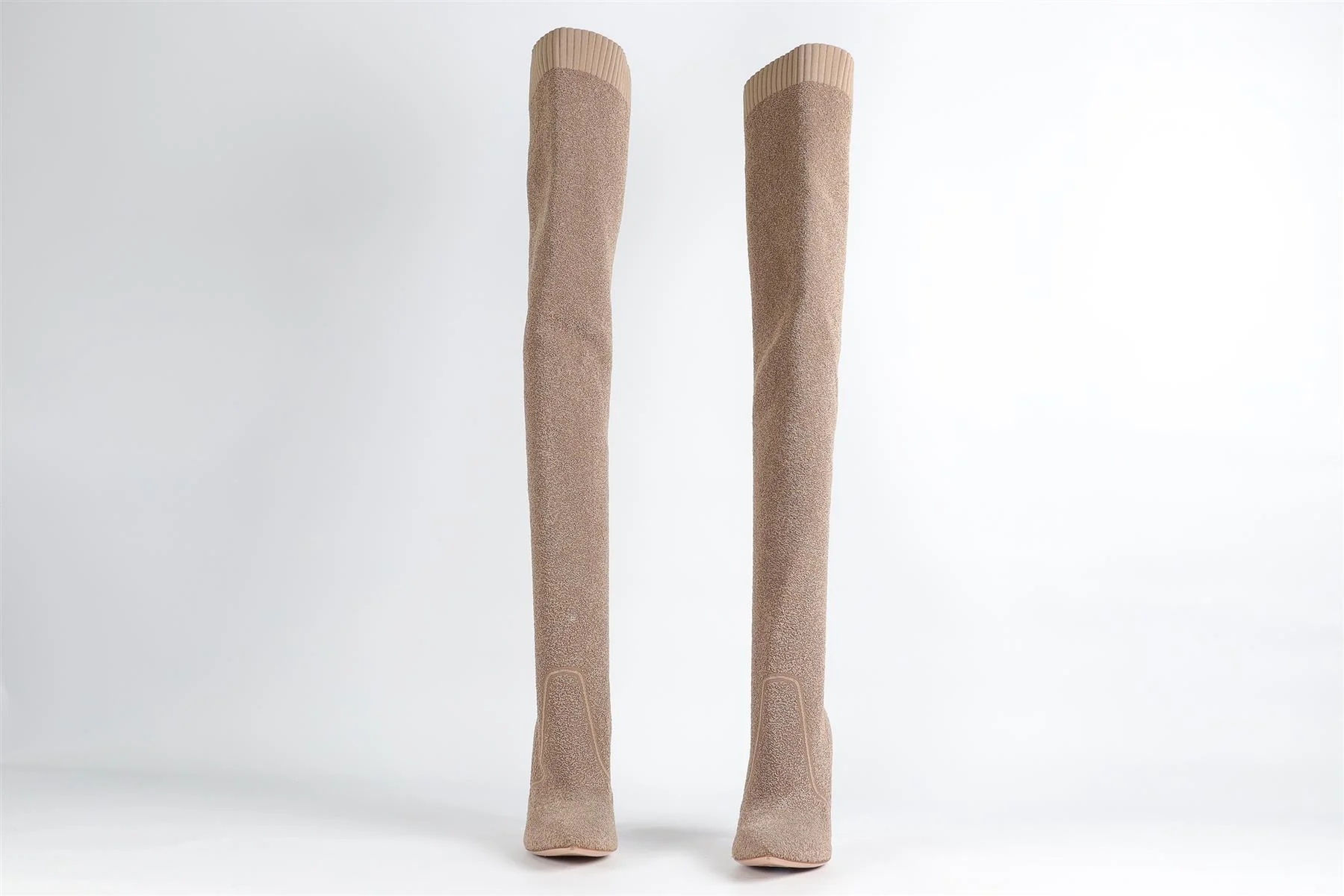GIANVITO ROSSI BEIGE KNIT OVER THE KNEE BOOTS EU 39 UK 6 US 9 - Image 3