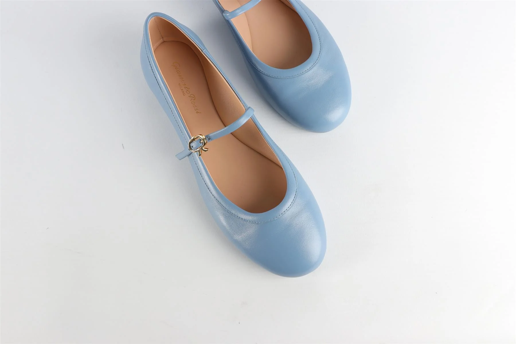 GIANVITO ROSSI BLUE LEATHER BALLET FLATS EU 37.5 UK 4.5 US 7.5 - Image 4