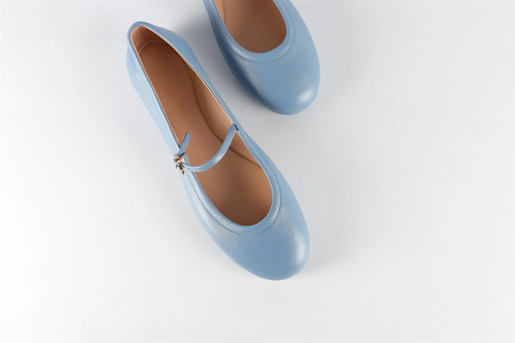 GIANVITO ROSSI BLUE LEATHER BALLET FLATS EU 38 UK 5 US 8 - Image 4