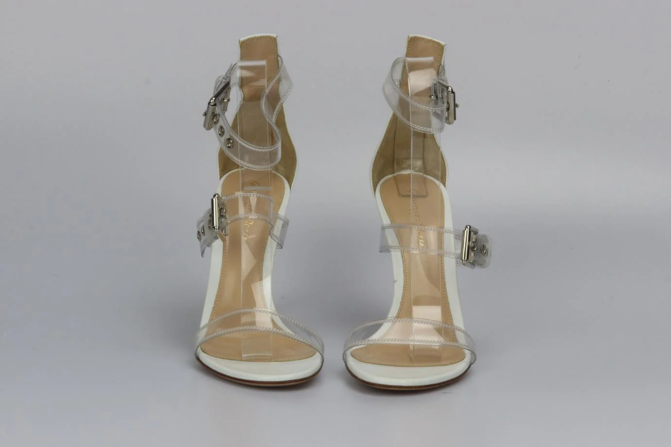 GIANVITO ROSSI BUCKLE DETAIL PVC AND LEATHER SANDALS EU 38.5 UK 5.5 US 8.5 - Image 3