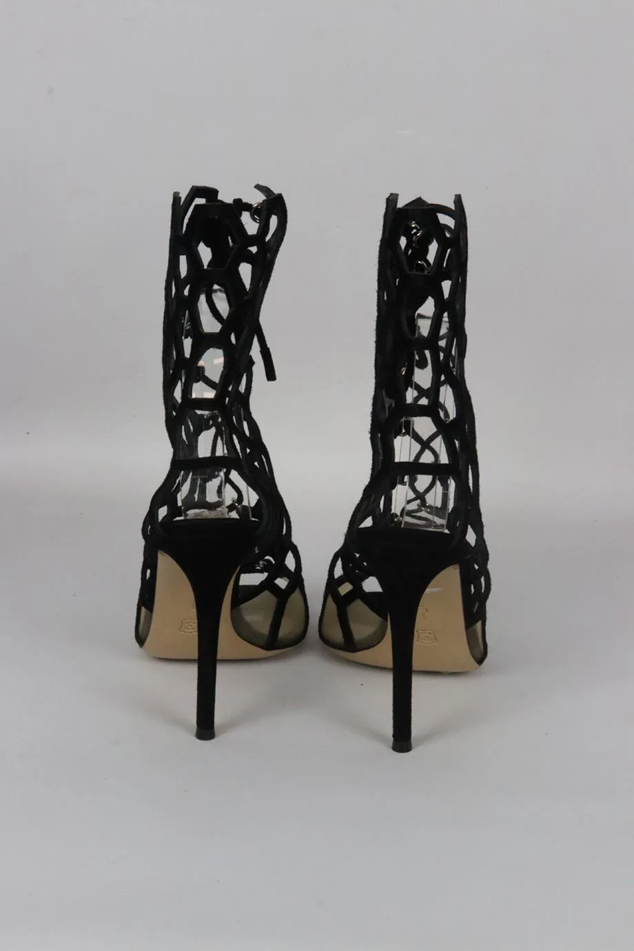 GIANVITO ROSSI CUTOUT SUEDE AND MESH ANKLE BOOTS EU 38 UK 5 US 8 - Image 4