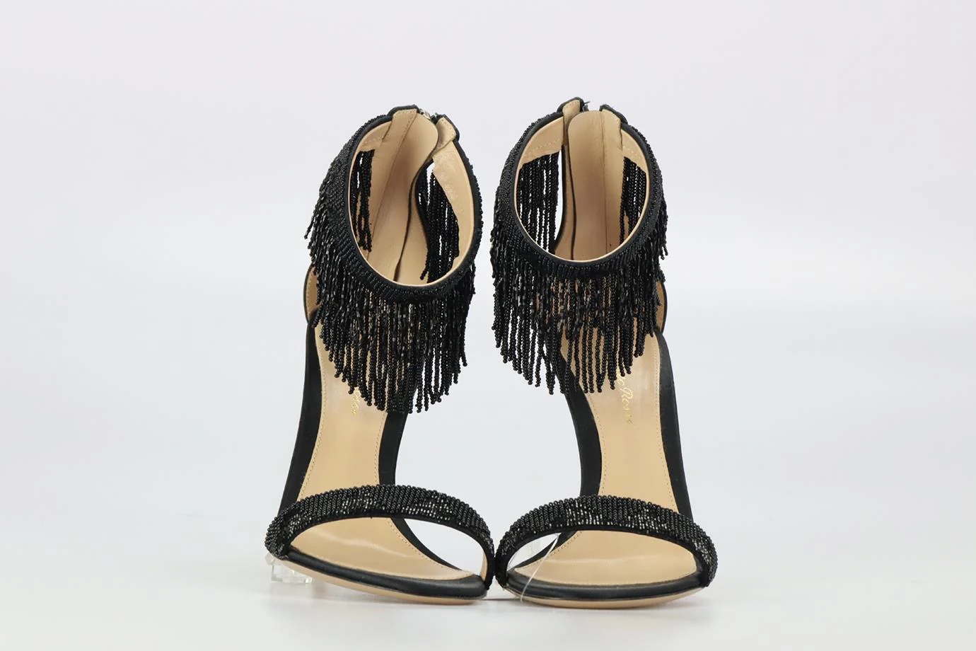 GIANVITO ROSSI FRINGED SATIN SANDALS EU 38 UK 5 US 8 - Image 3