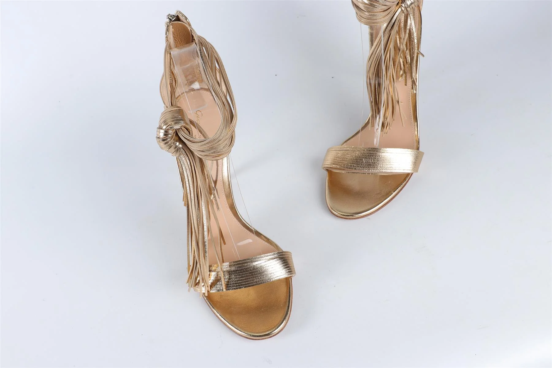 GIANVITO ROSSI GOLD LEATHER SANDALS EU 37.5 UK 4.5 US 7.5 - Image 4