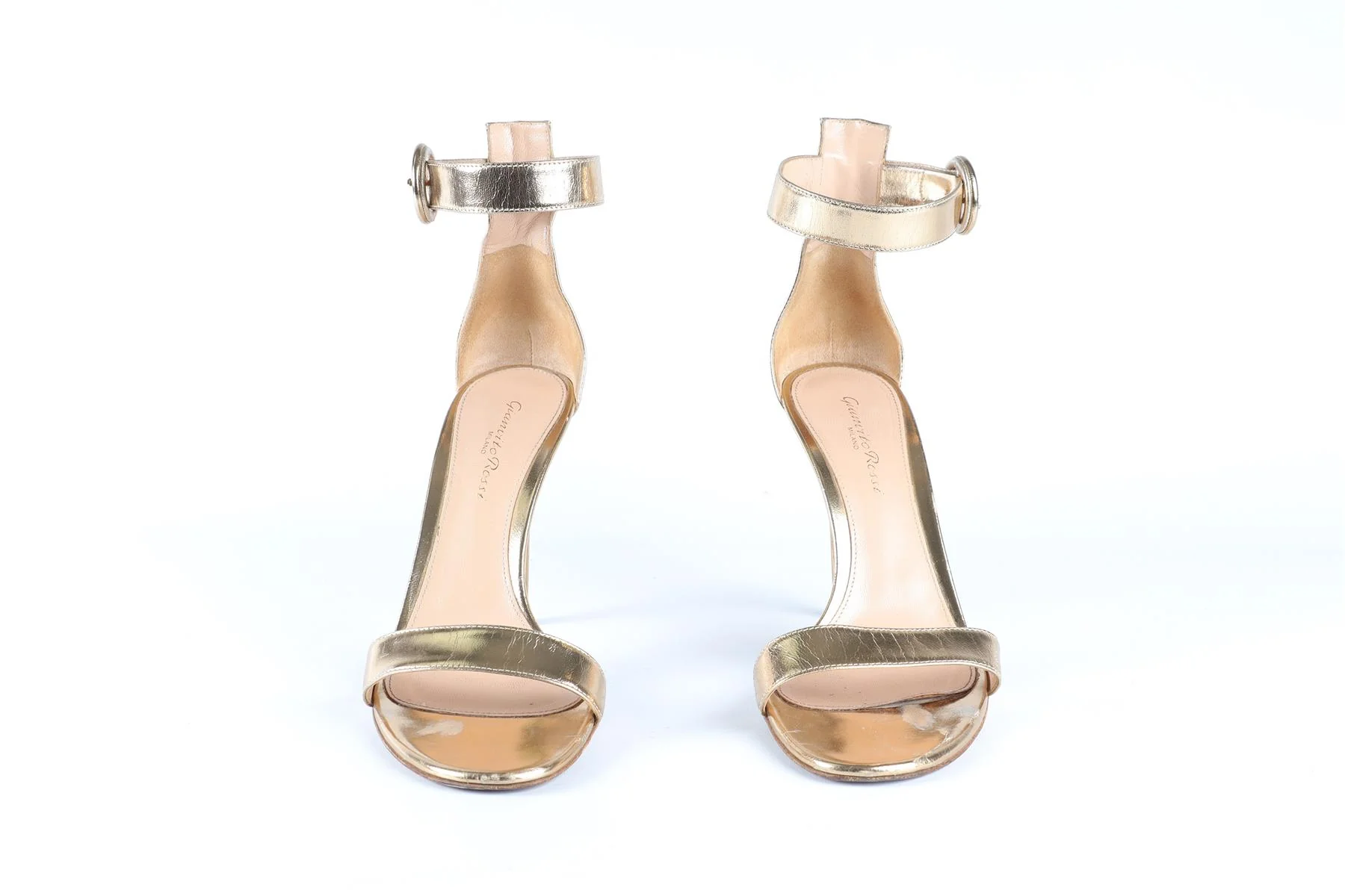 GIANVITO ROSSI GOLD LEATHER SANDALS EU 38.5 UK 5.5 US 8.5 - Image 3