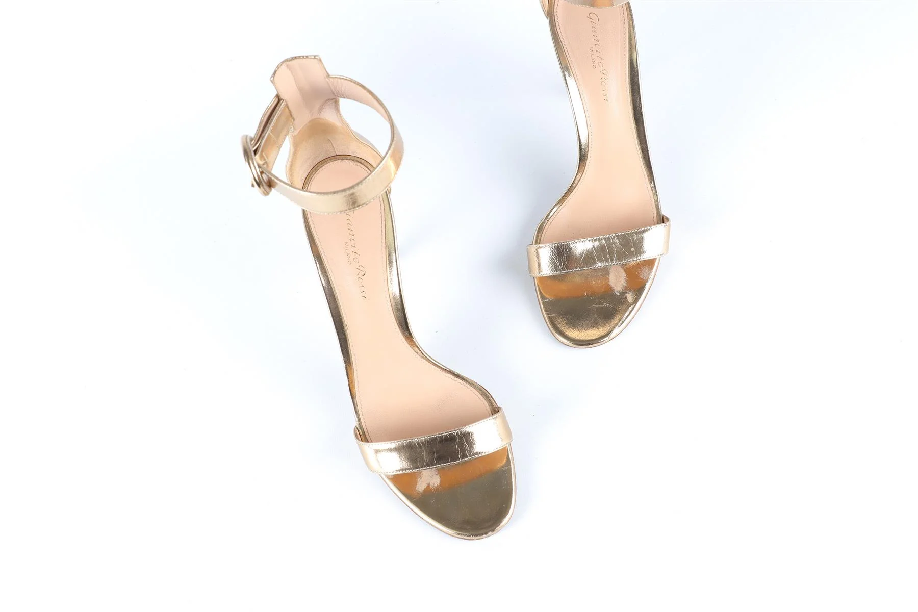GIANVITO ROSSI GOLD LEATHER SANDALS EU 38.5 UK 5.5 US 8.5 - Image 4