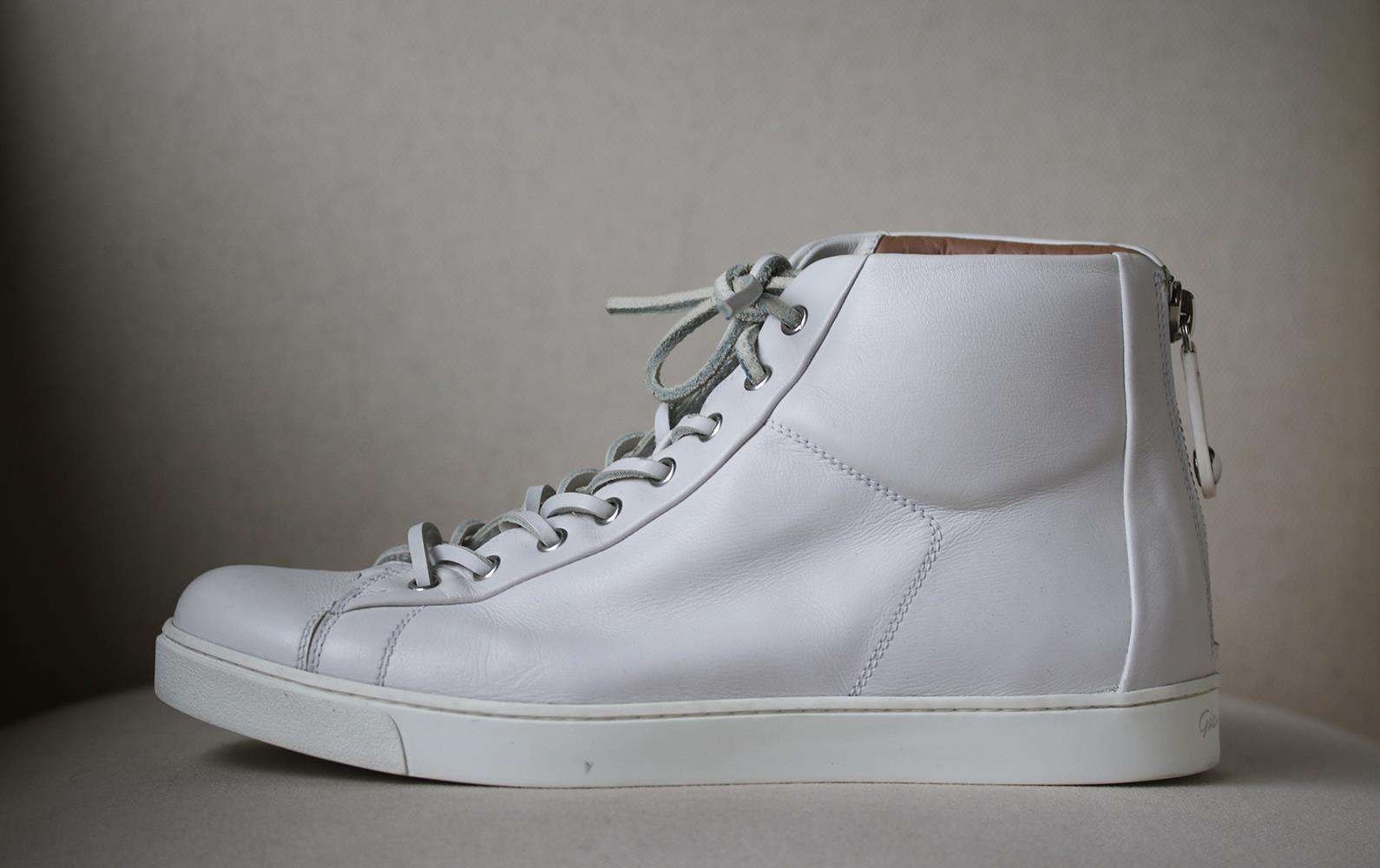 GIANVITO ROSSI LEATHER HIGH TOP SNEAKERS EU 42 UK 8 US 9 - Image 2