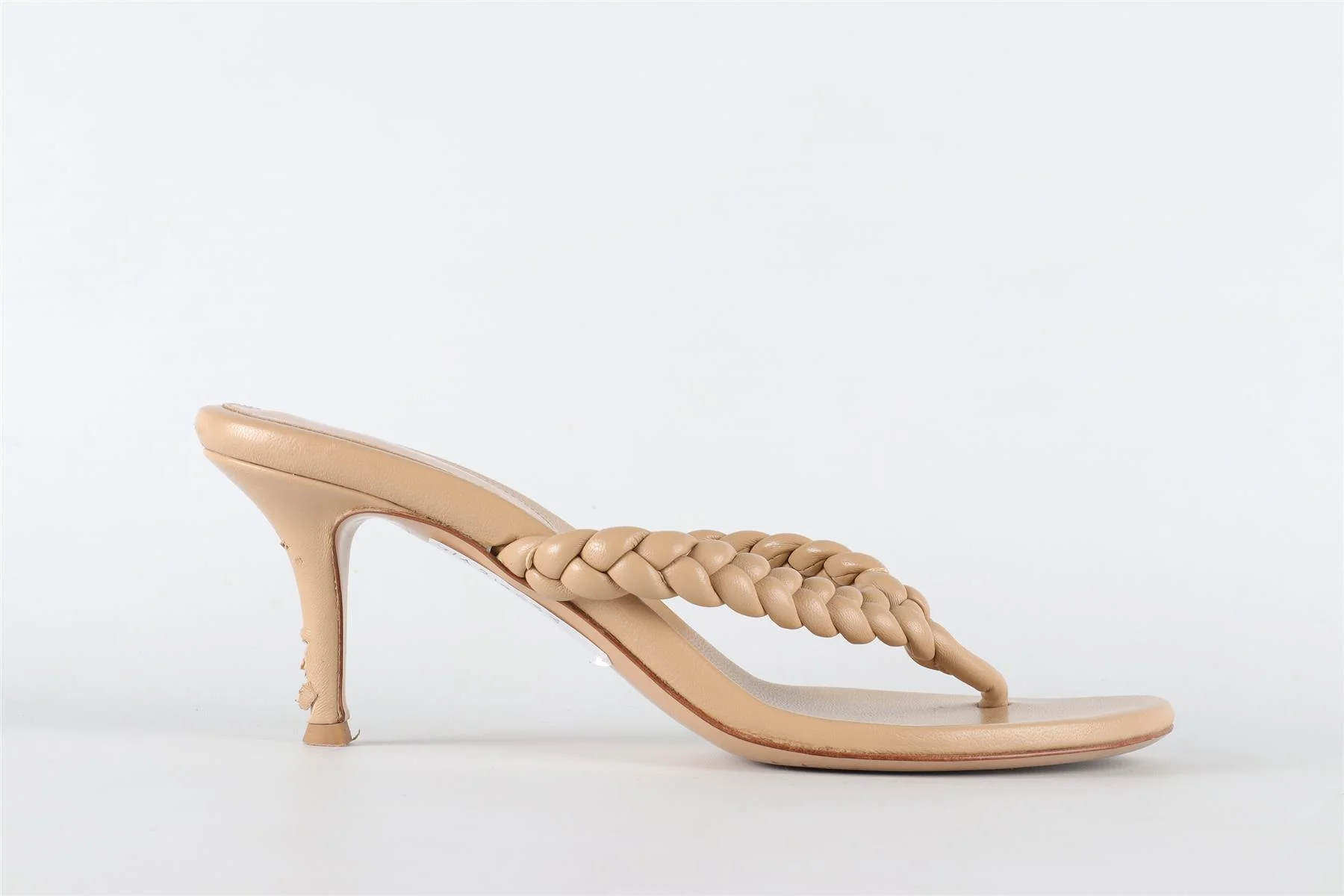 GIANVITO ROSSI NUDE LEATHER THONG SANDALS EU 39.5 UK 6.5 US 9.5 - Image 2