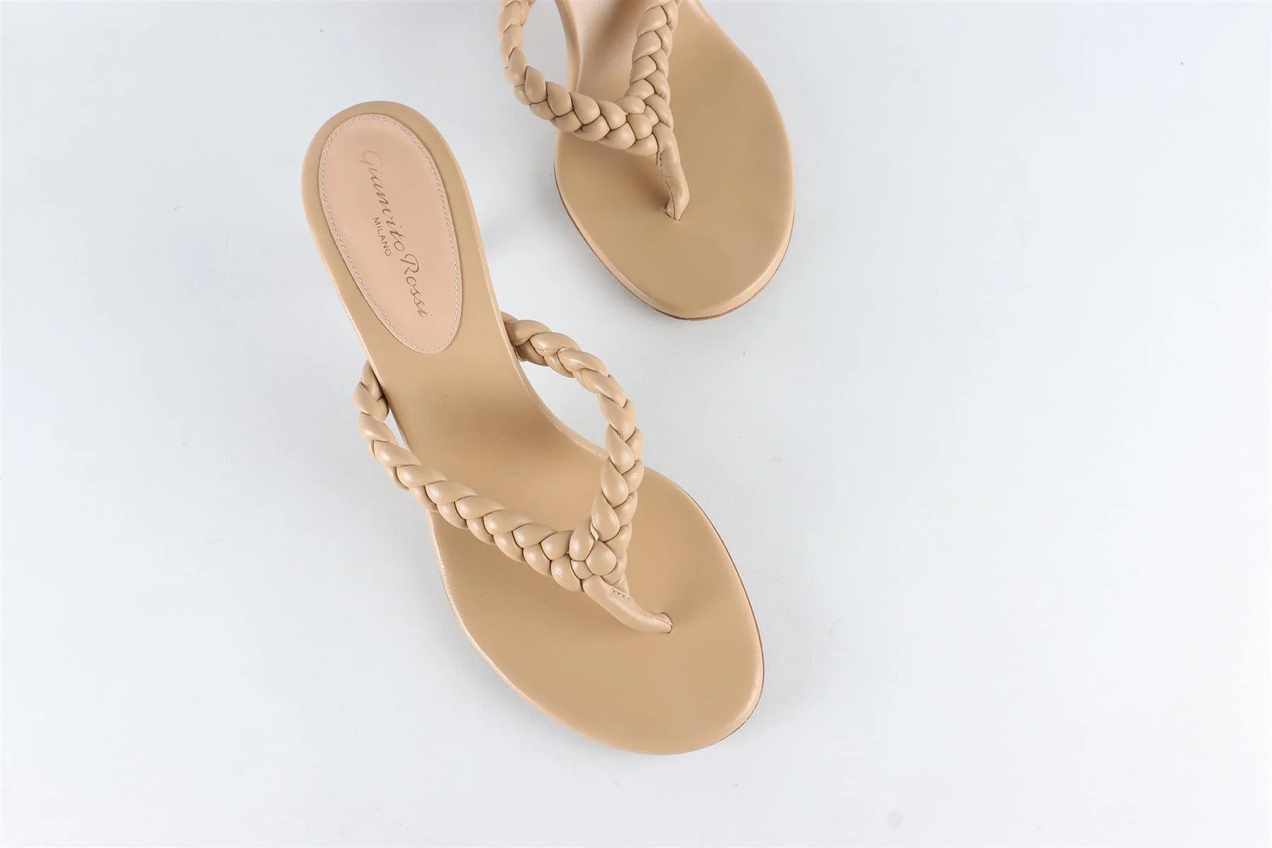 GIANVITO ROSSI NUDE LEATHER THONG SANDALS EU 39.5 UK 6.5 US 9.5 - Image 4