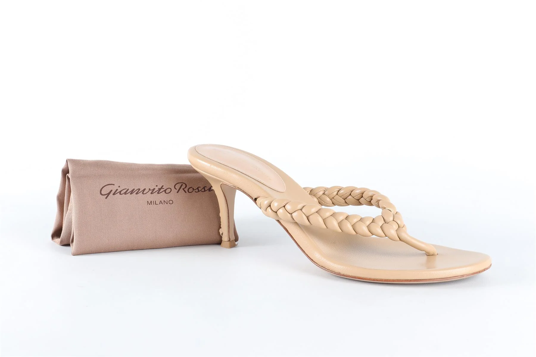GIANVITO ROSSI NUDE LEATHER THONG SANDALS EU 39.5 UK 6.5 US 9.5 - Image 7