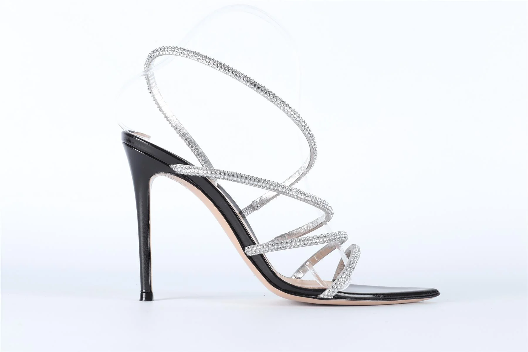 GIANVITO ROSSI SILVER CRYSTAL AND LEATHER SANDALS EU 38 UK 5 US 8 - Image 2