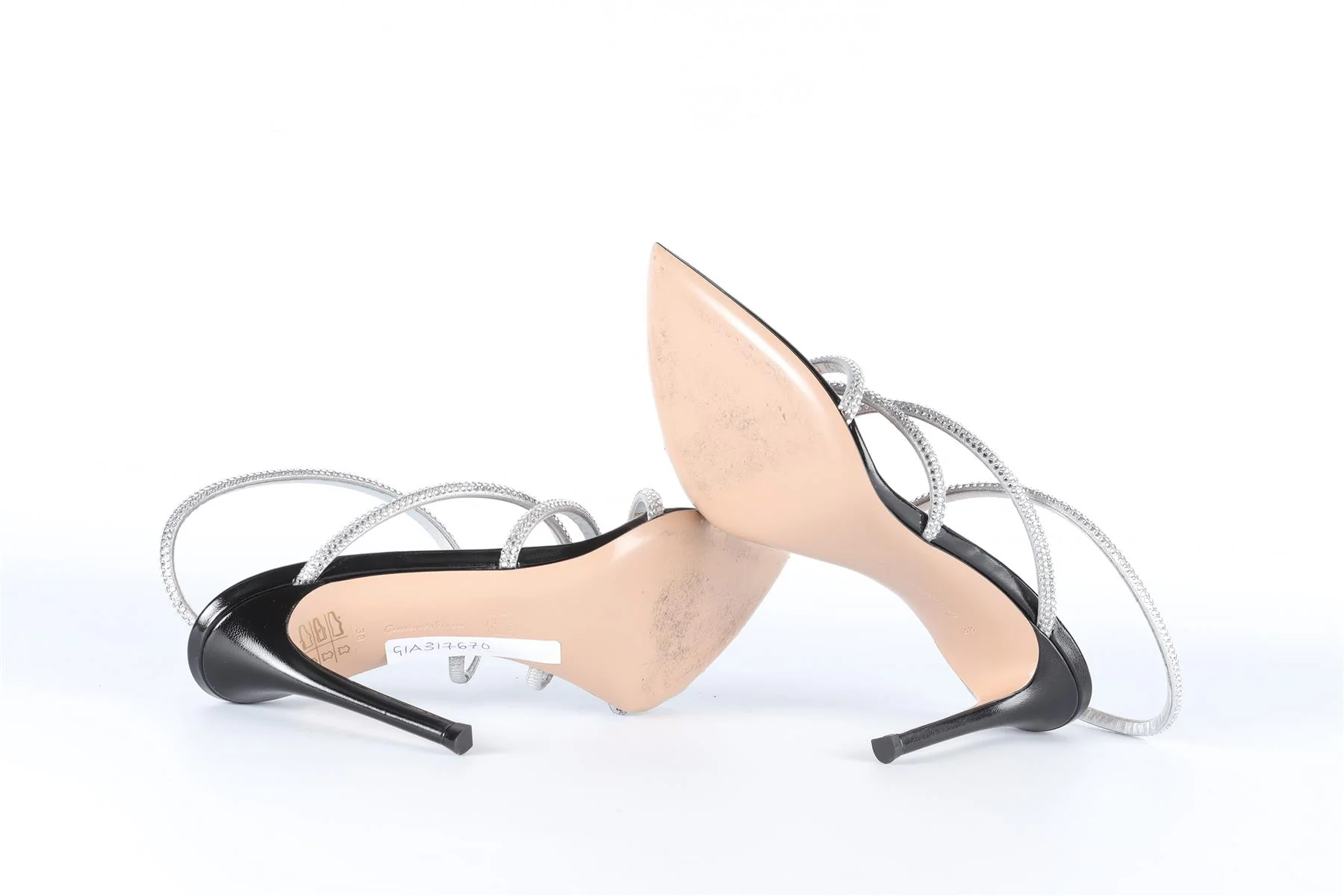 GIANVITO ROSSI SILVER CRYSTAL AND LEATHER SANDALS EU 38 UK 5 US 8 - Image 6