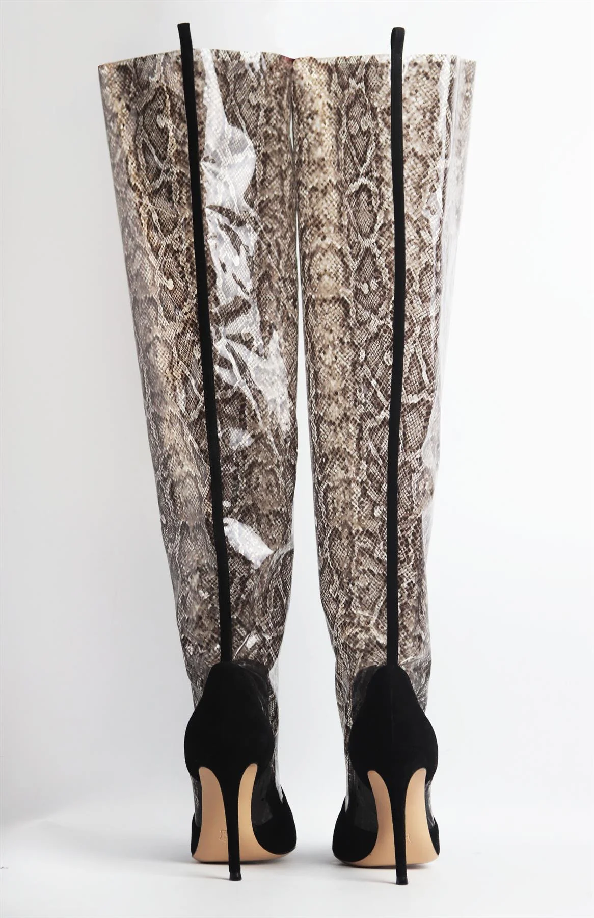 GIANVITO ROSSI SNAKE PRINTED PVC AND SUEDE BOOTS EU 38 UK 5 US 8 - Image 4
