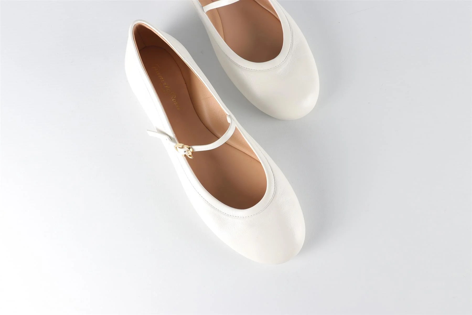 GIANVITO ROSSI WHITE LEATHER BALLET FLATS EU 38 UK 5 US 8 - Image 4