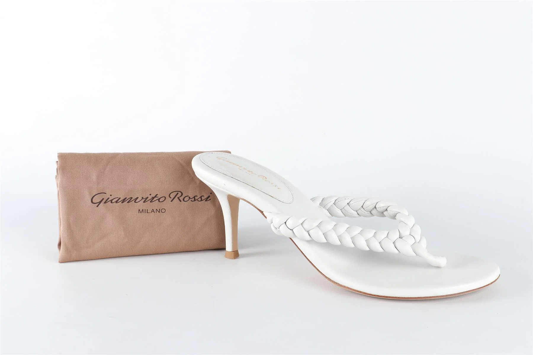 GIANVITO ROSSI WHITE LEATHER THONG SANDALS EU 39 UK 6 US 9 - Image 7
