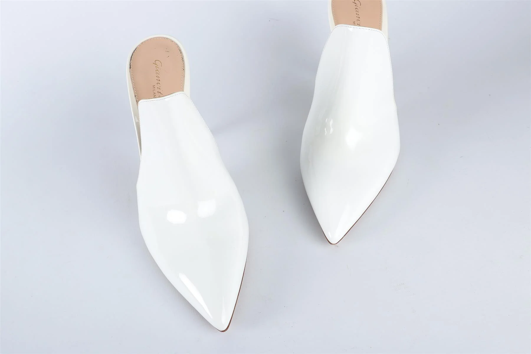 GIANVITO ROSSI WHITE PATENT LEATHER MULES EU 37 UK 4 US 7 - Image 4