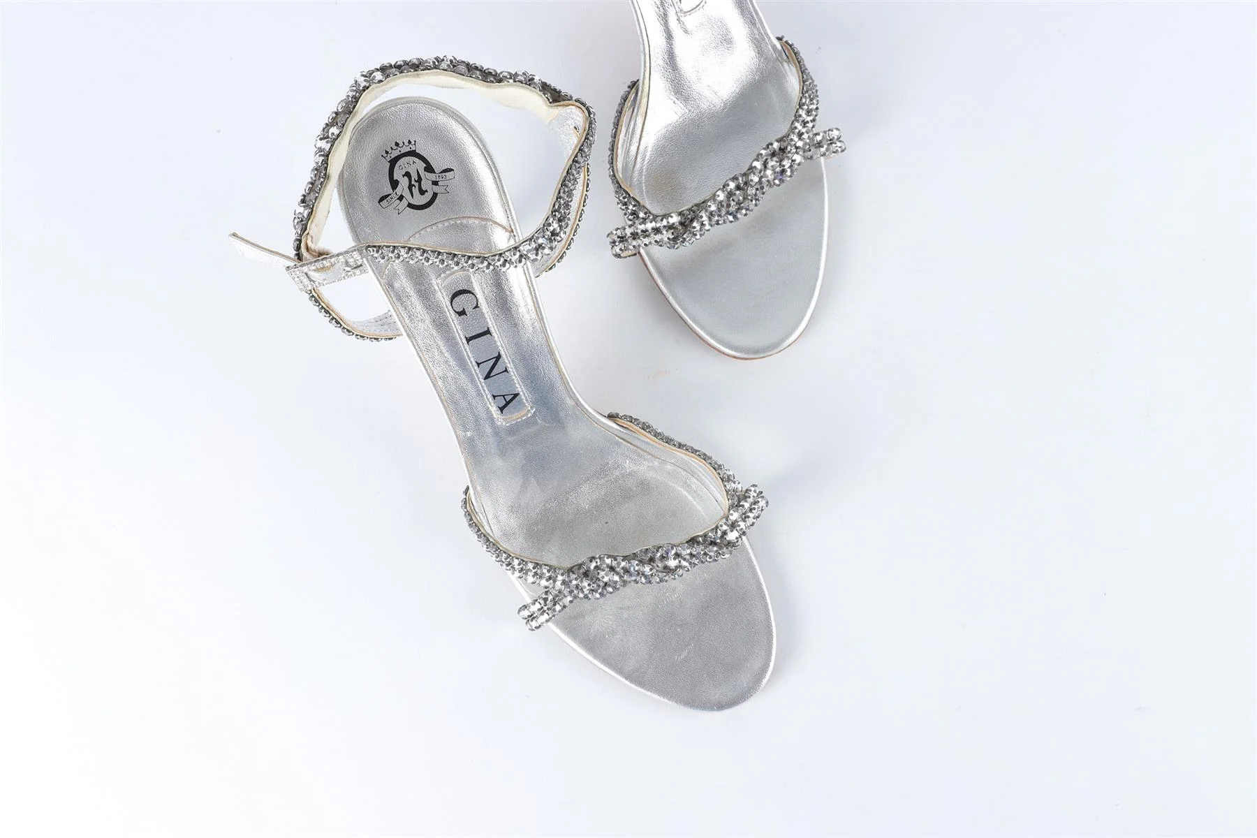 GINA SILVER CRYSTAL AND LEATHER SANDALS EU 38.5 UK 5.5 US 8.5 - Image 4