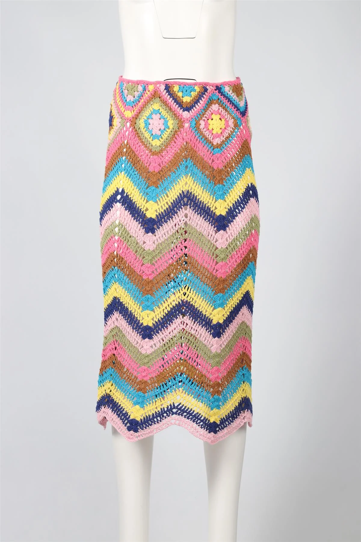 GINIE ET LOLOTTE MULTICOLOURED CROCHET MIDI SKIRT ONE SIZE - Image 2