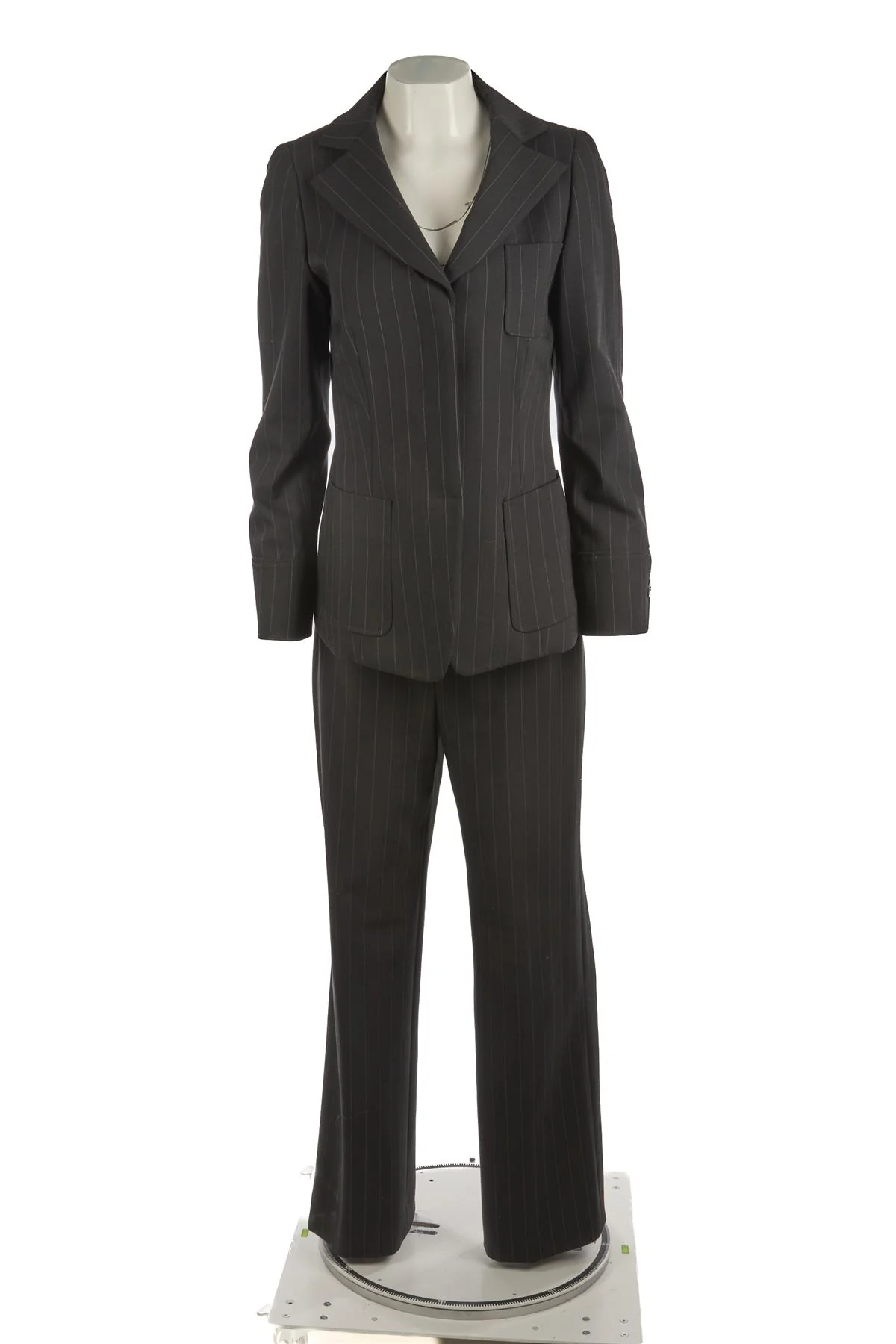 GIORGIO ARMANI BLACK VINTAGE WOOL PANT SUIT UK 8 - Image 2