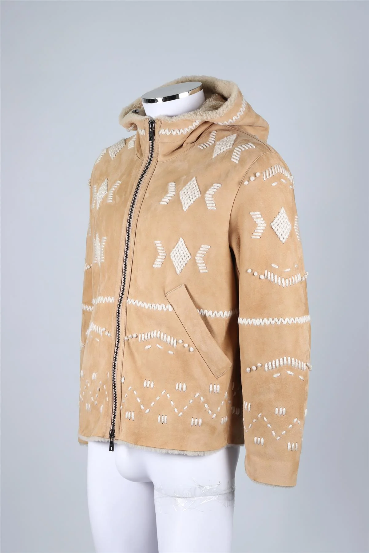 GIORGIO BRATO BEIGE MEN'S SHEARLING AND SUEDE JACKET IT 46 UK 36 - Image 3