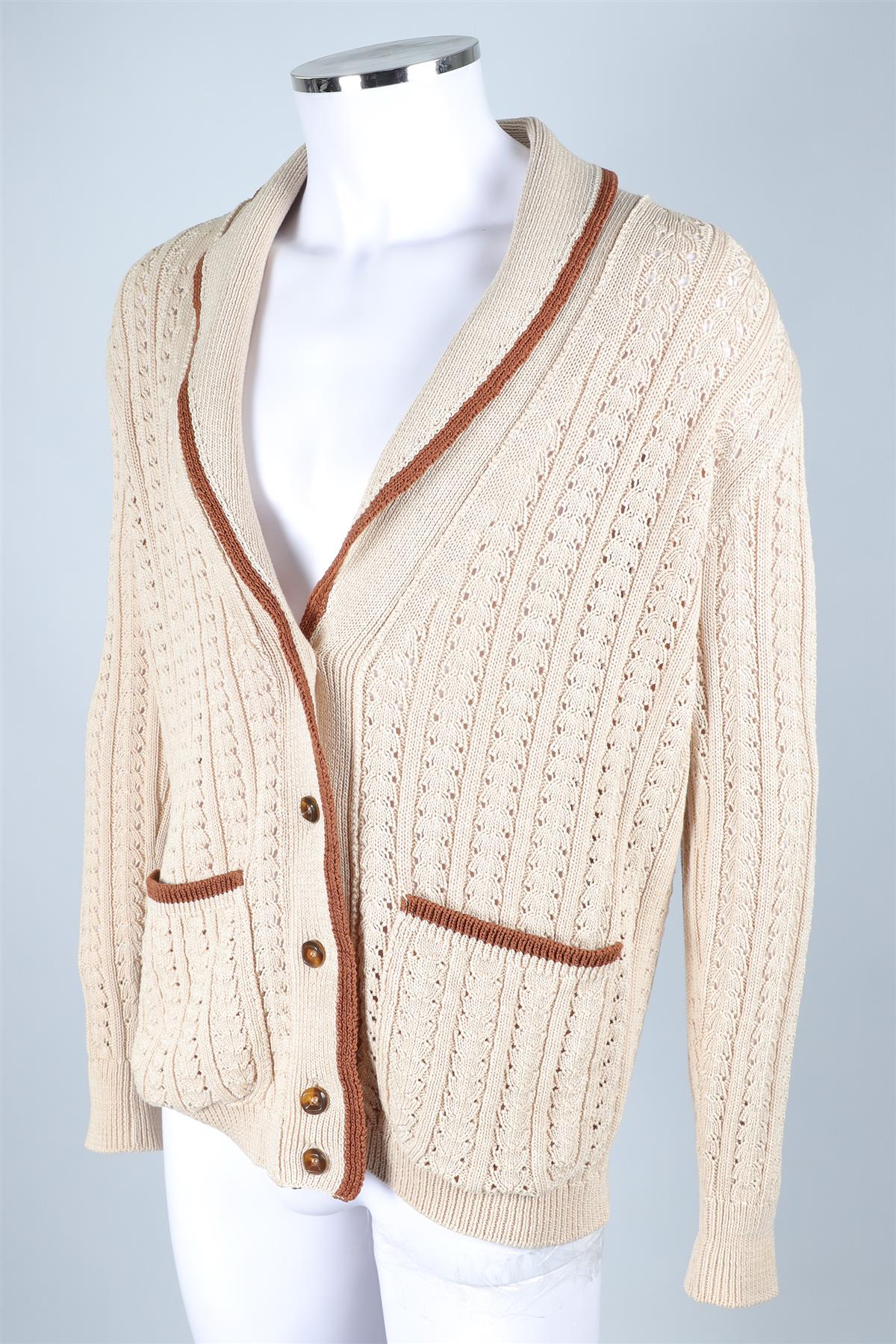 GIULIVA HERITAGE BEIGE MEN'S COTTON CARDIGAN SMALL - Image 3