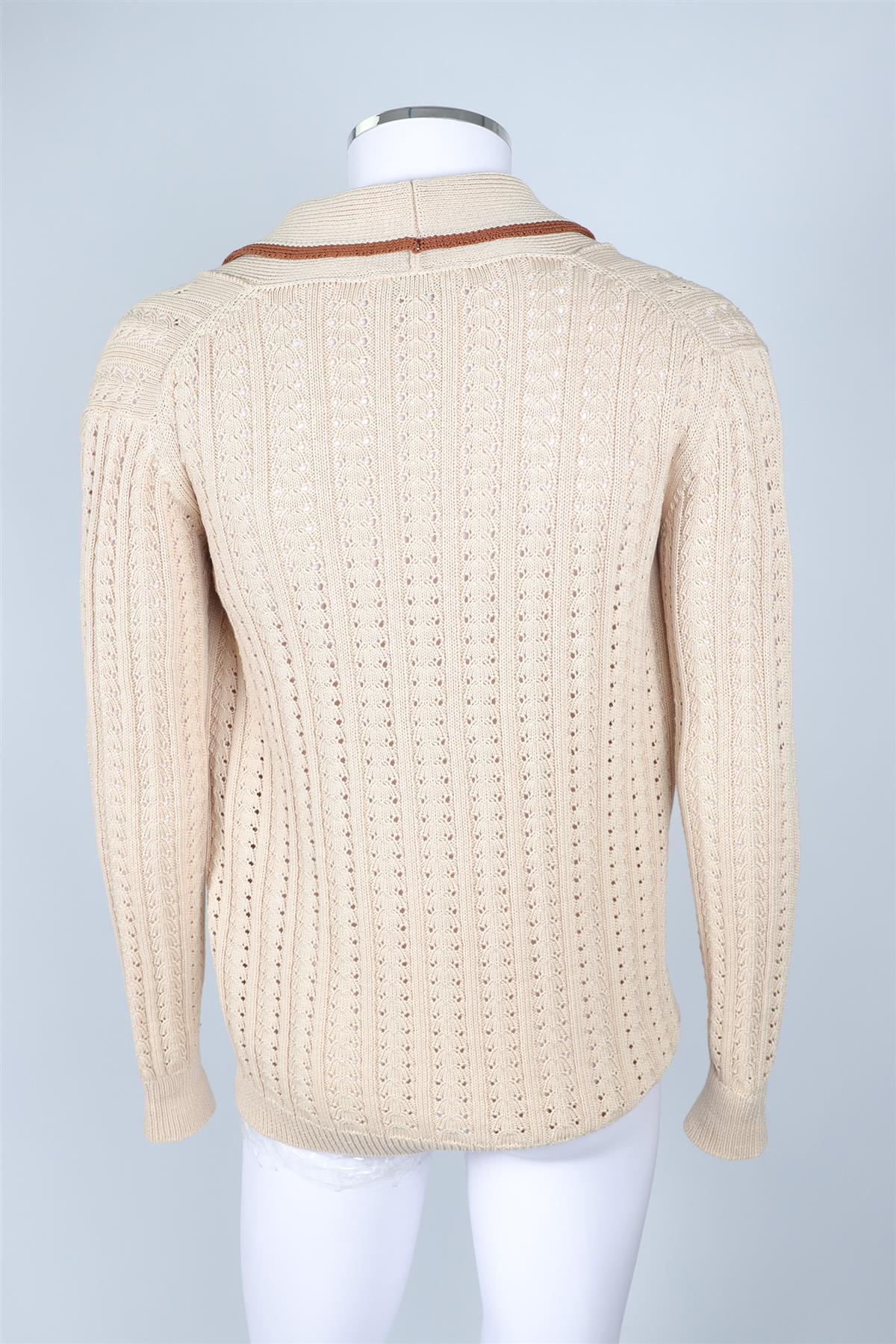 GIULIVA HERITAGE BEIGE MEN'S COTTON CARDIGAN SMALL - Image 4