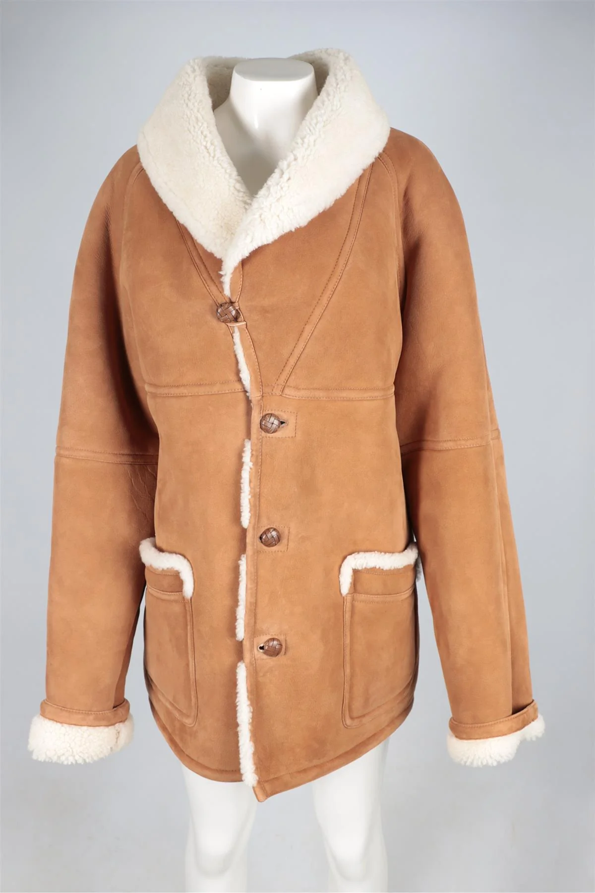 GIULIVA HERITAGE BROWN SHEARLING AND SUEDE JACKET MEDIUM - Image 2