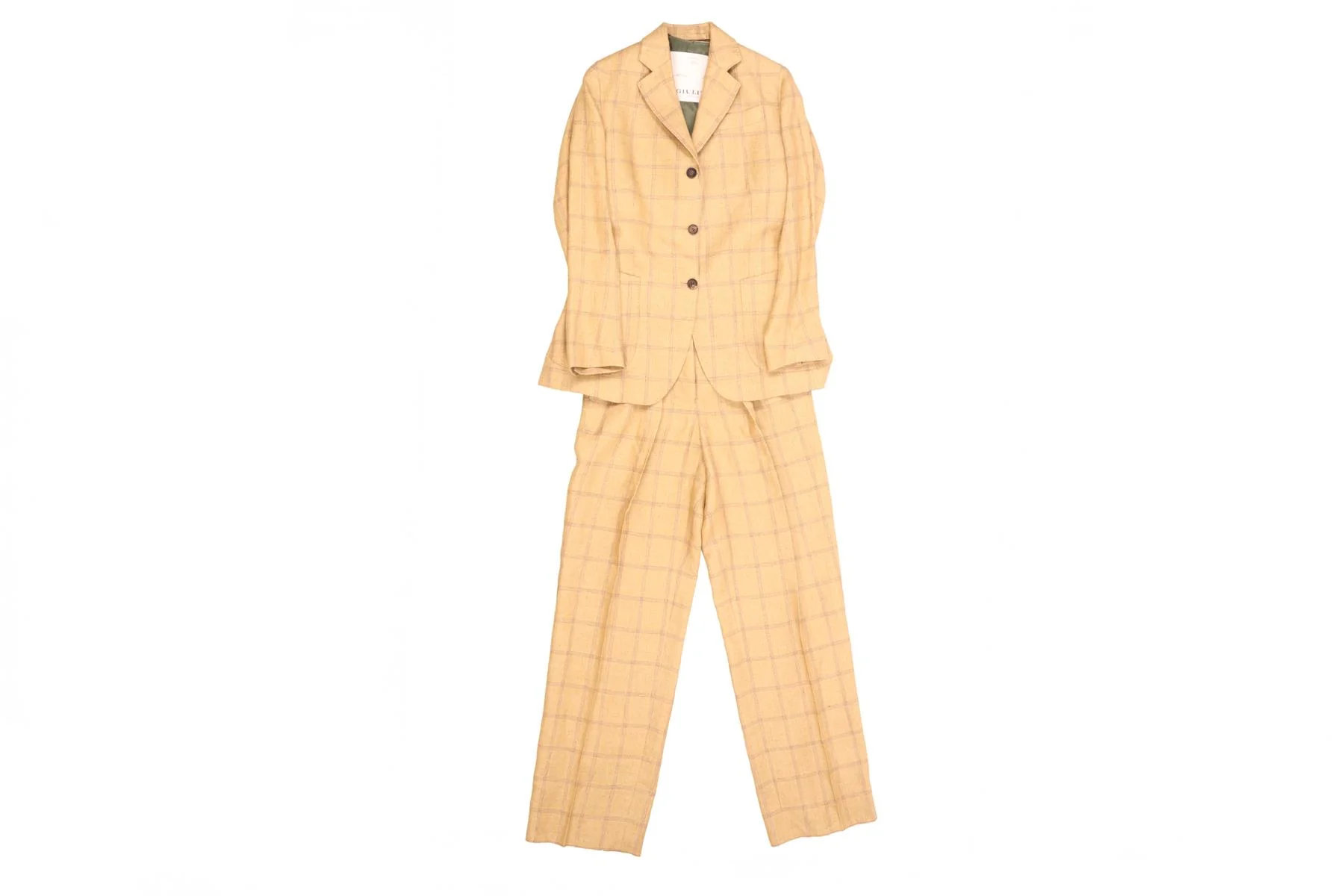 GIULIVA HERITAGE TAN MEN'S LINEN 3 PIECE SUIT IT 40 UK 8 - Image 2