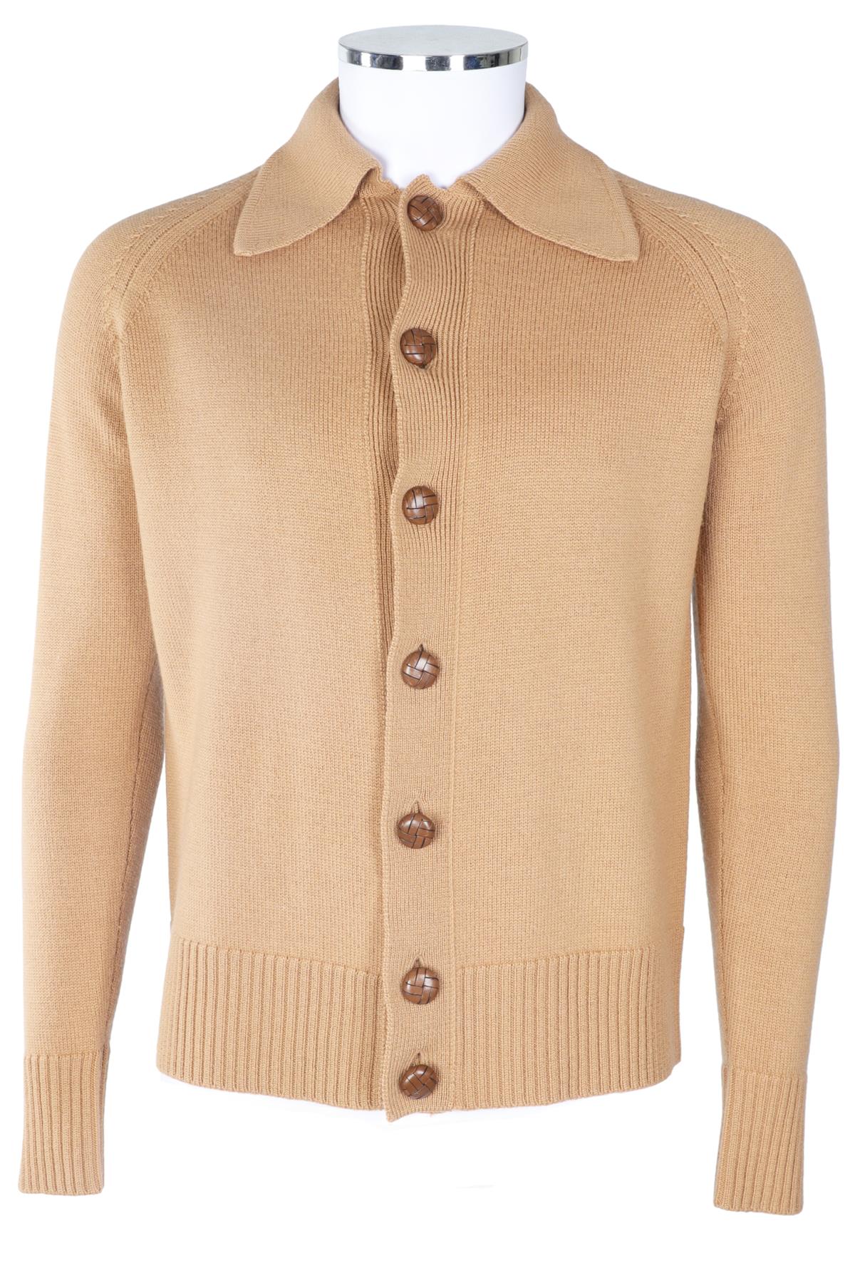 GIULIVA HERITAGE TAN MEN'S WOOL CARDIGAN MEDIUM