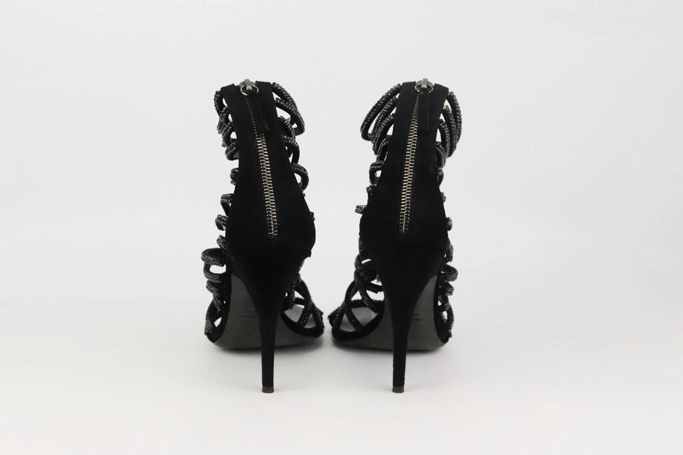 GIUSEPPE ZANOTTI + BALMAIN CRYSTAL EMBELLISHED SUEDE SANDALS EU 38 UK 5 US 8 - Image 4