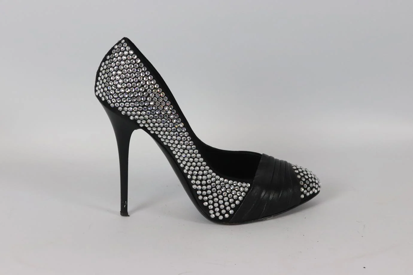 GIUSEPPE ZANOTTI CRYSTAL EMBELLISHED SATIN AND LEATHER PUMPS EU 39 UK 6 US 9 - Image 2