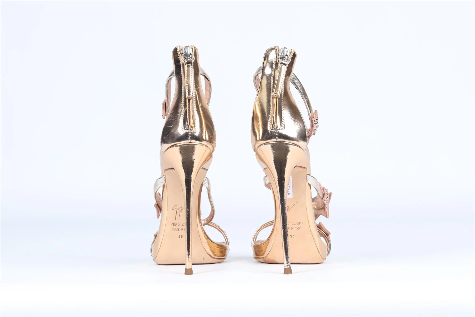 GIUSEPPE ZANOTTI METALLIC CRYSTAL AND LEATHER SANDALS EU 38 UK 5 US 8 - Image 5