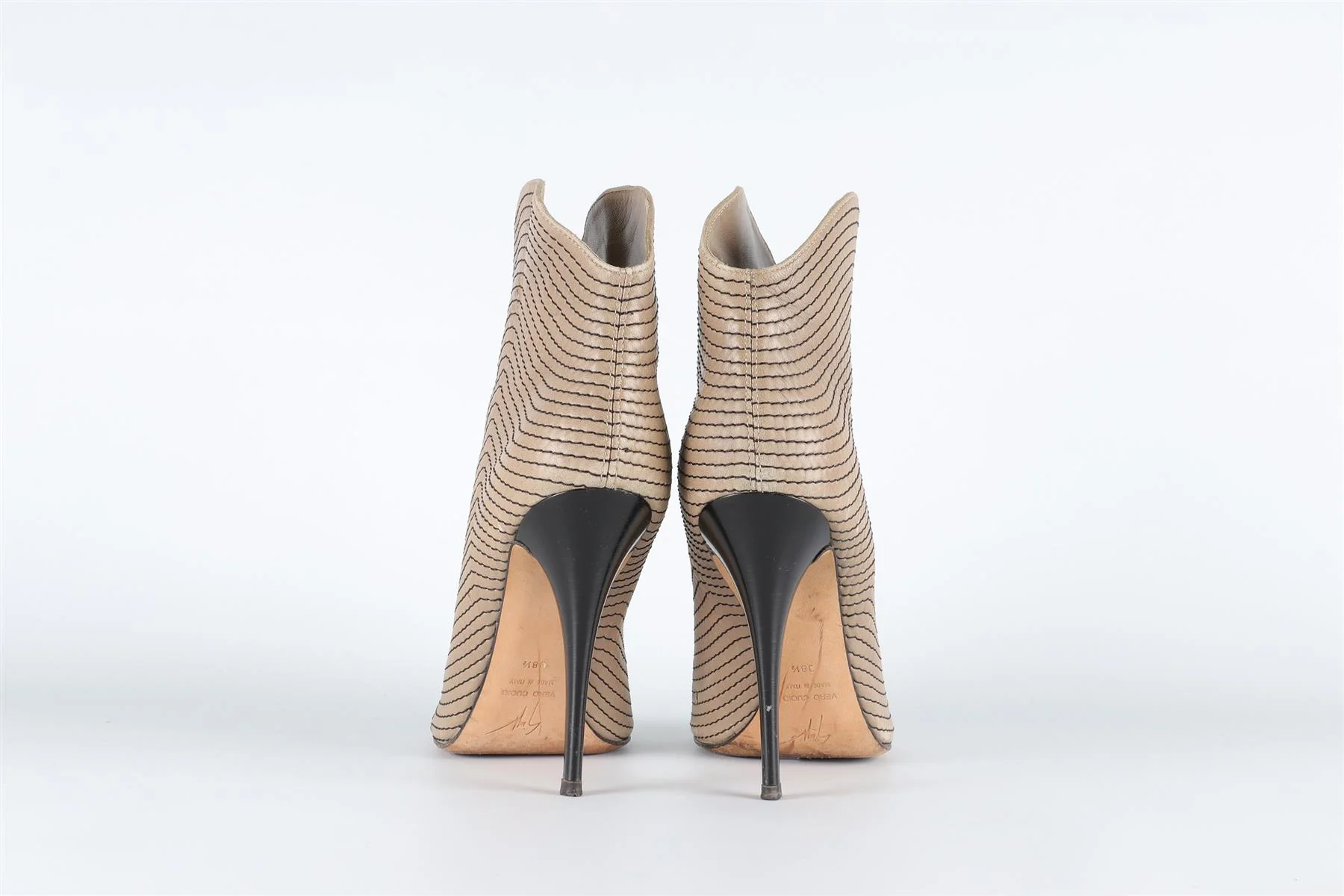 GIUSEPPE ZANOTTI TAUPE LEATHER ANKLE BOOTS EU 38.5 UK 5.5 US 8.5 - Image 5