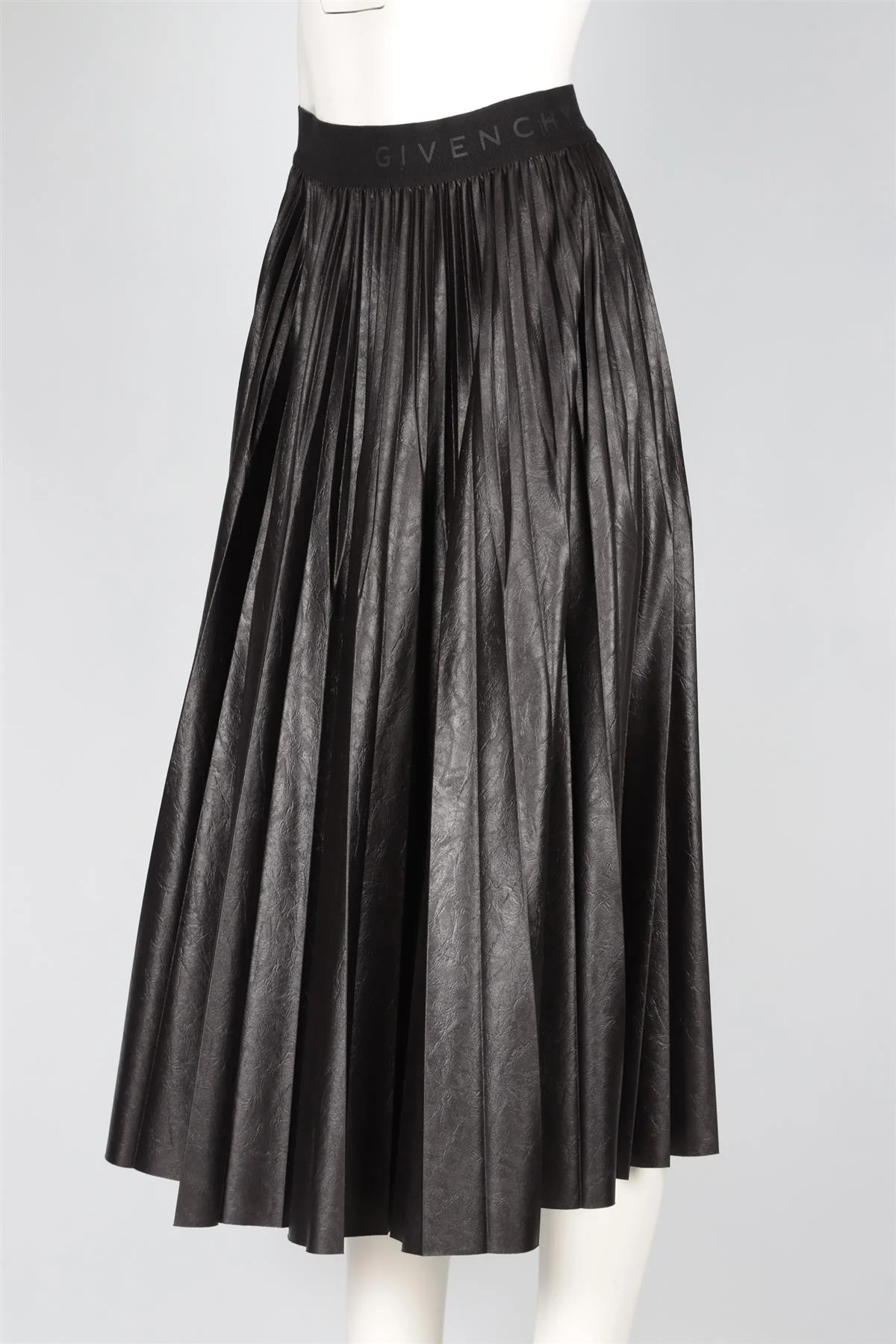 GIVENCHY BLACK FAUX LEATHER MIDI SKIRT FR 36 UK 8 - Image 3