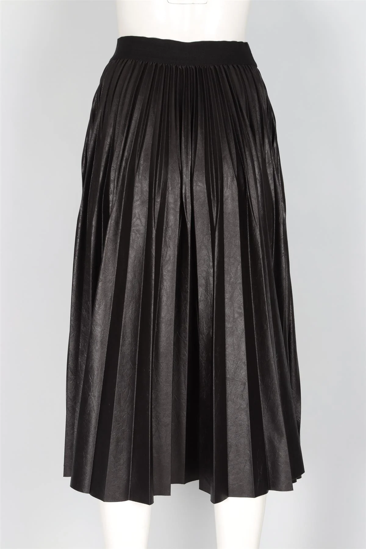 GIVENCHY BLACK FAUX LEATHER MIDI SKIRT FR 36 UK 8 - Image 4