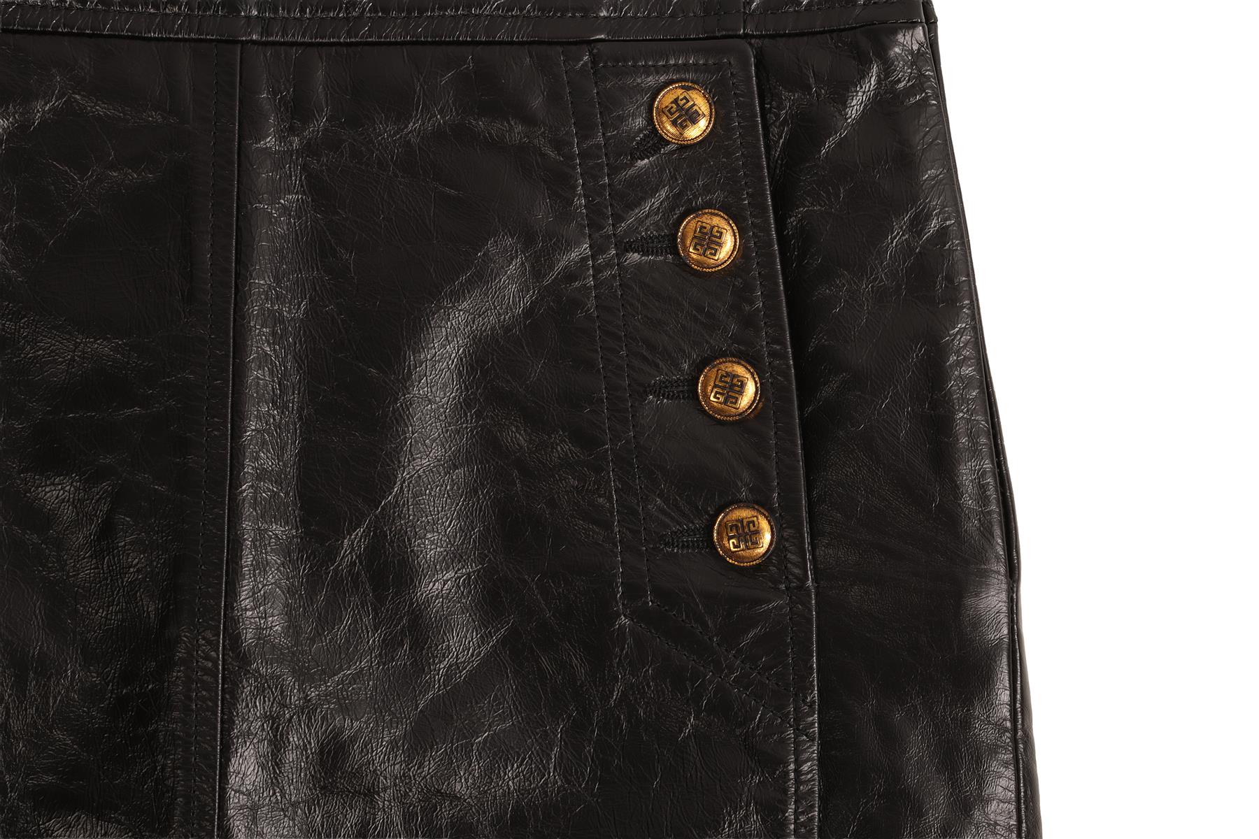 GIVENCHY BLACK LEATHER MINI SKIRT FR 34 UK 6 - Image 3
