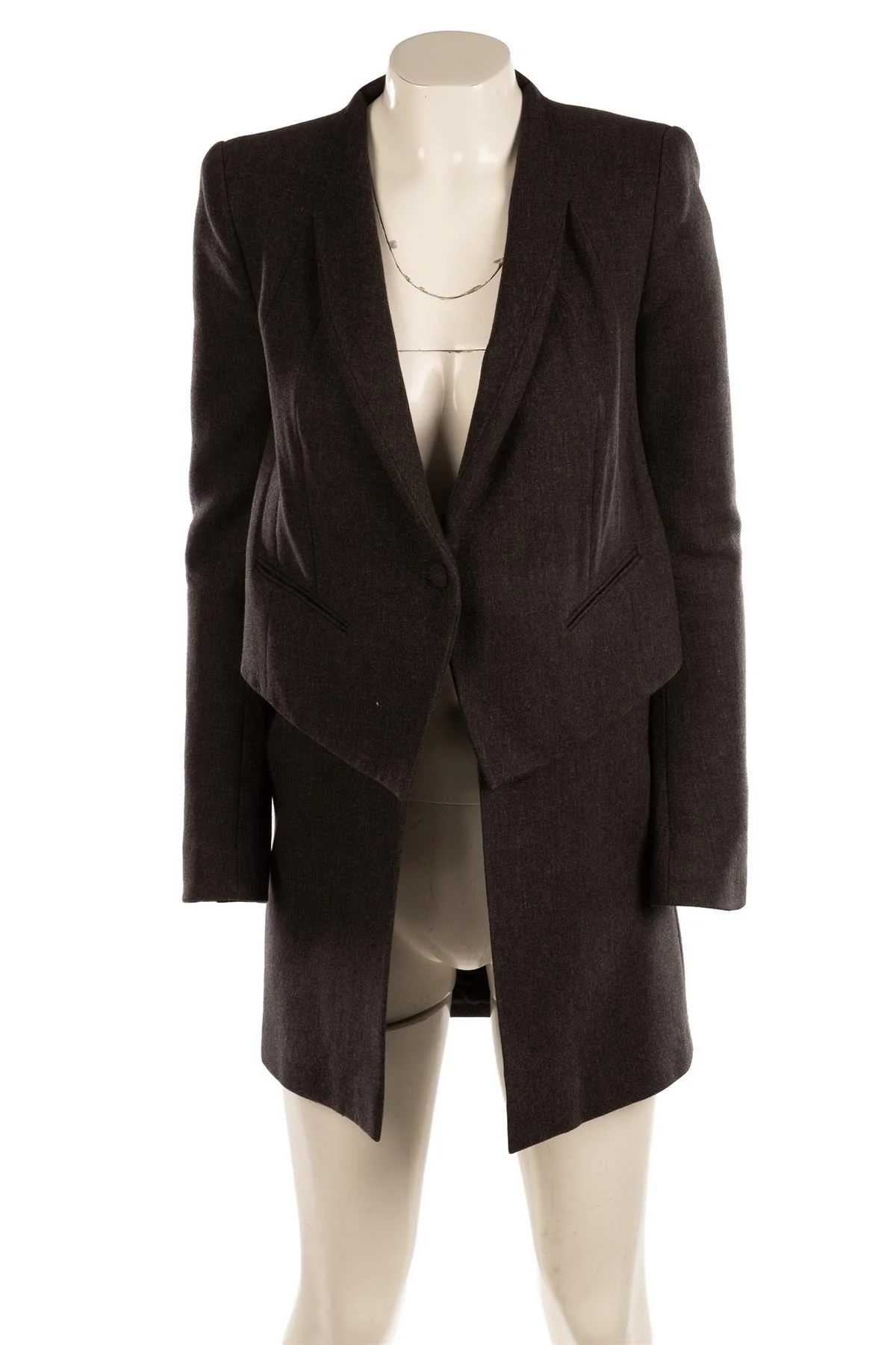 GIVENCHY GREY WOOL COAT FR 38 UK 10 - Image 2