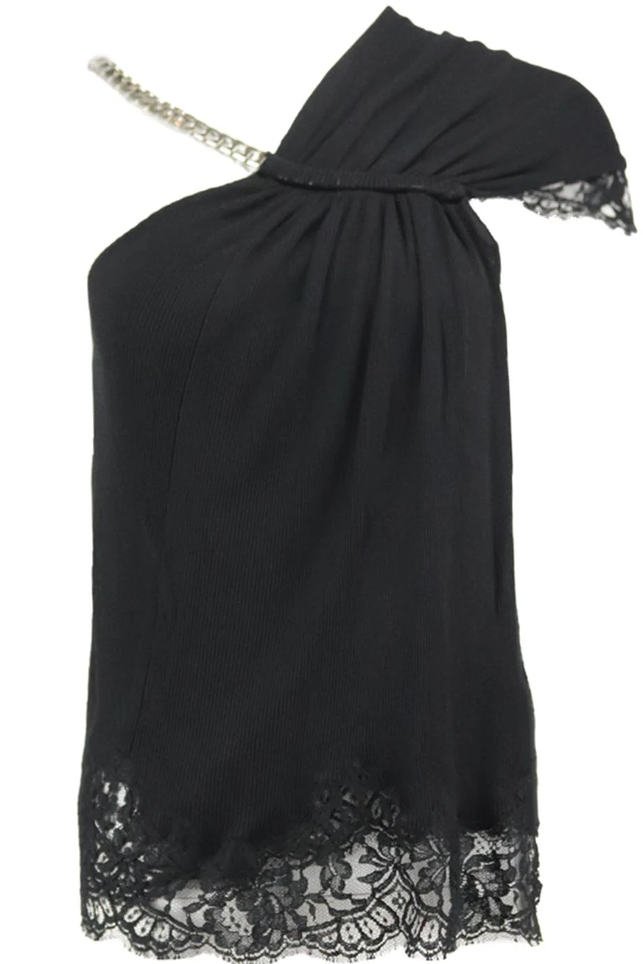 GIVENCHY LACE TRIMMED RIBBED KNIT TOP SMALL