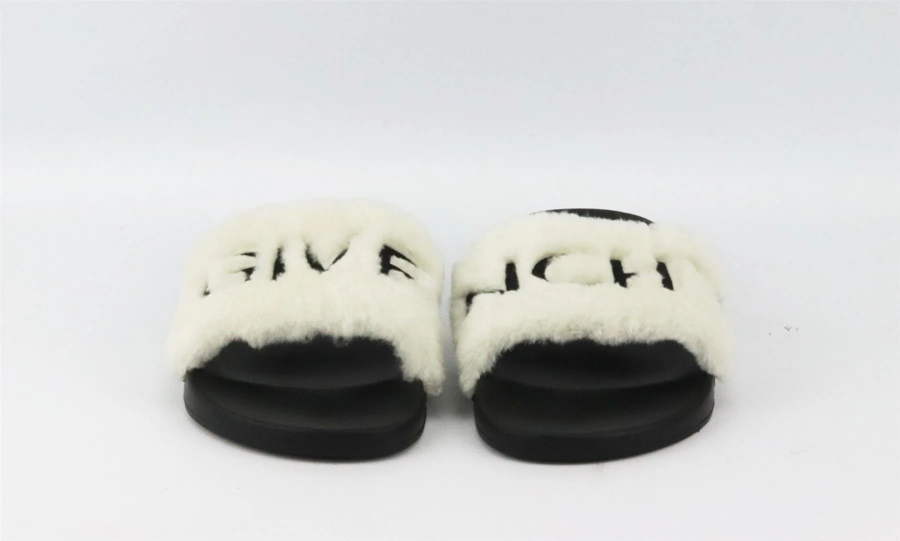 GIVENCHY LOGO EMBROIDERED FAUX FUR AND RUBBER SLIDES EU 39 UK 6 US 9 - Image 3