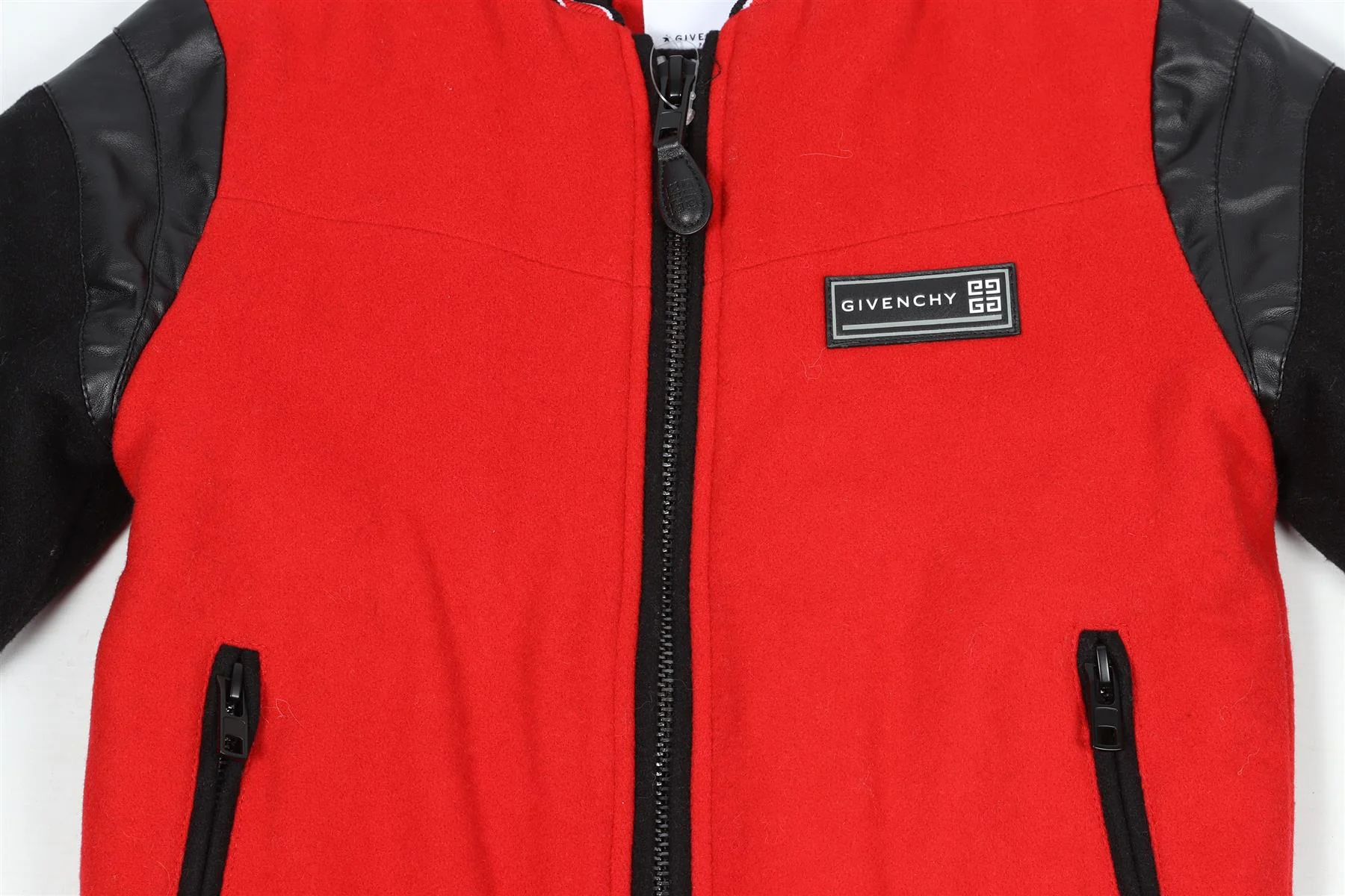 GIVENCHY RED, WHITE AND BLACK KIDS BOYS WOOL BLEND BOMBER JACKET 6 YEARS - Image 3