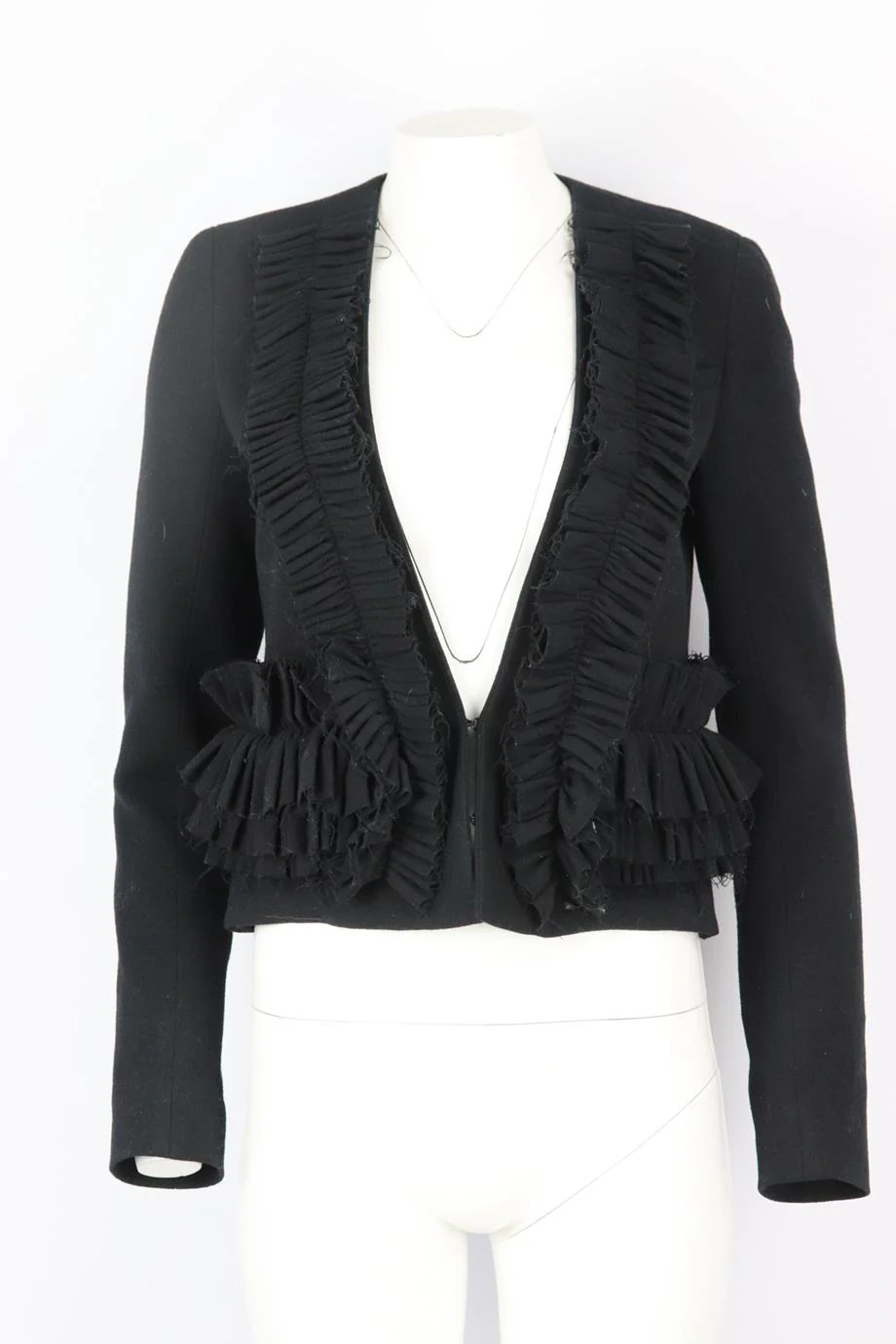 GIVENCHY RUFFLED WOOL BLEND JACKET FR 38 UK 10 - Image 2