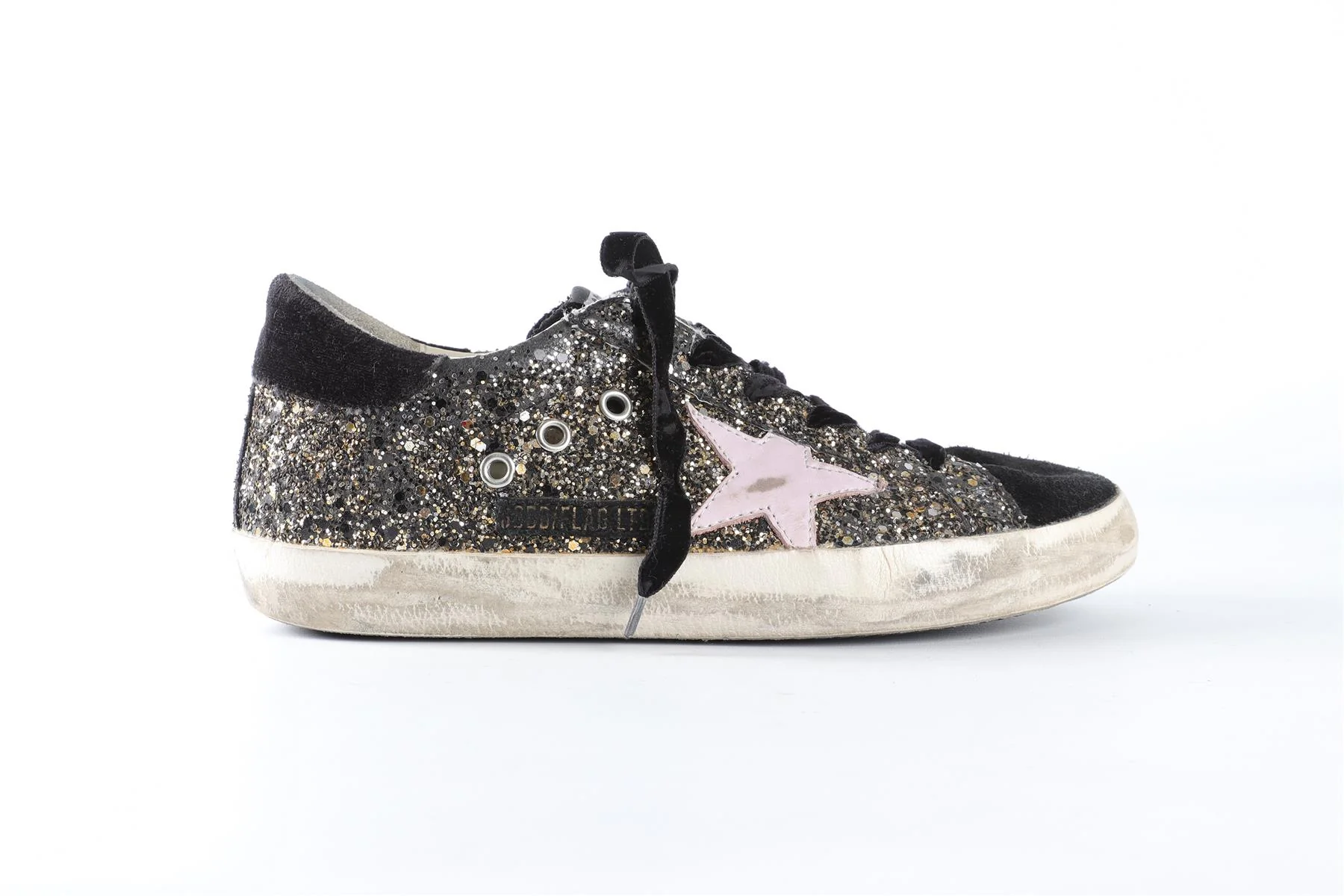 GOLDEN GOOSE DELUXE BRAND BLACK SUPERSTAR GLITTER SNEAKERS EU 38 UK 5 US 8 - Image 2