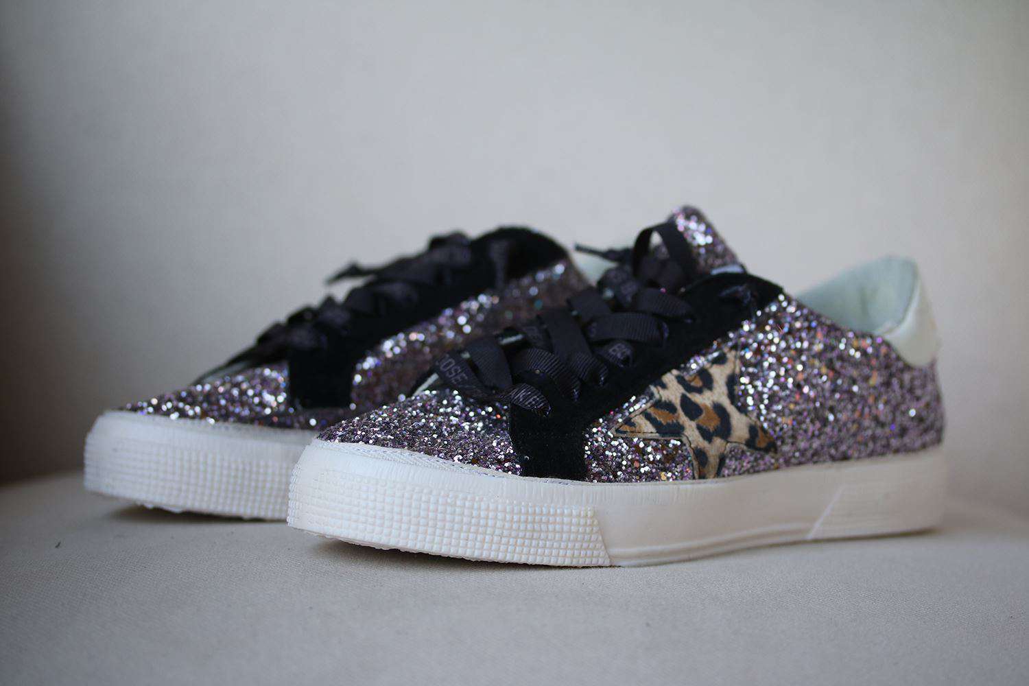 GOLDEN GOOSE DELUXE BRAND MAY GLITTERED LEATHER SNEAKERS EU 38 UK 5 US 8 - Image 3