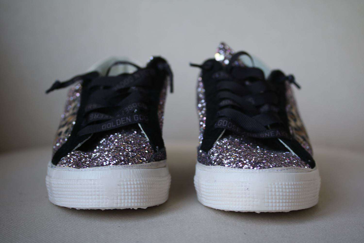 GOLDEN GOOSE DELUXE BRAND MAY GLITTERED LEATHER SNEAKERS EU 38 UK 5 US 8 - Image 4