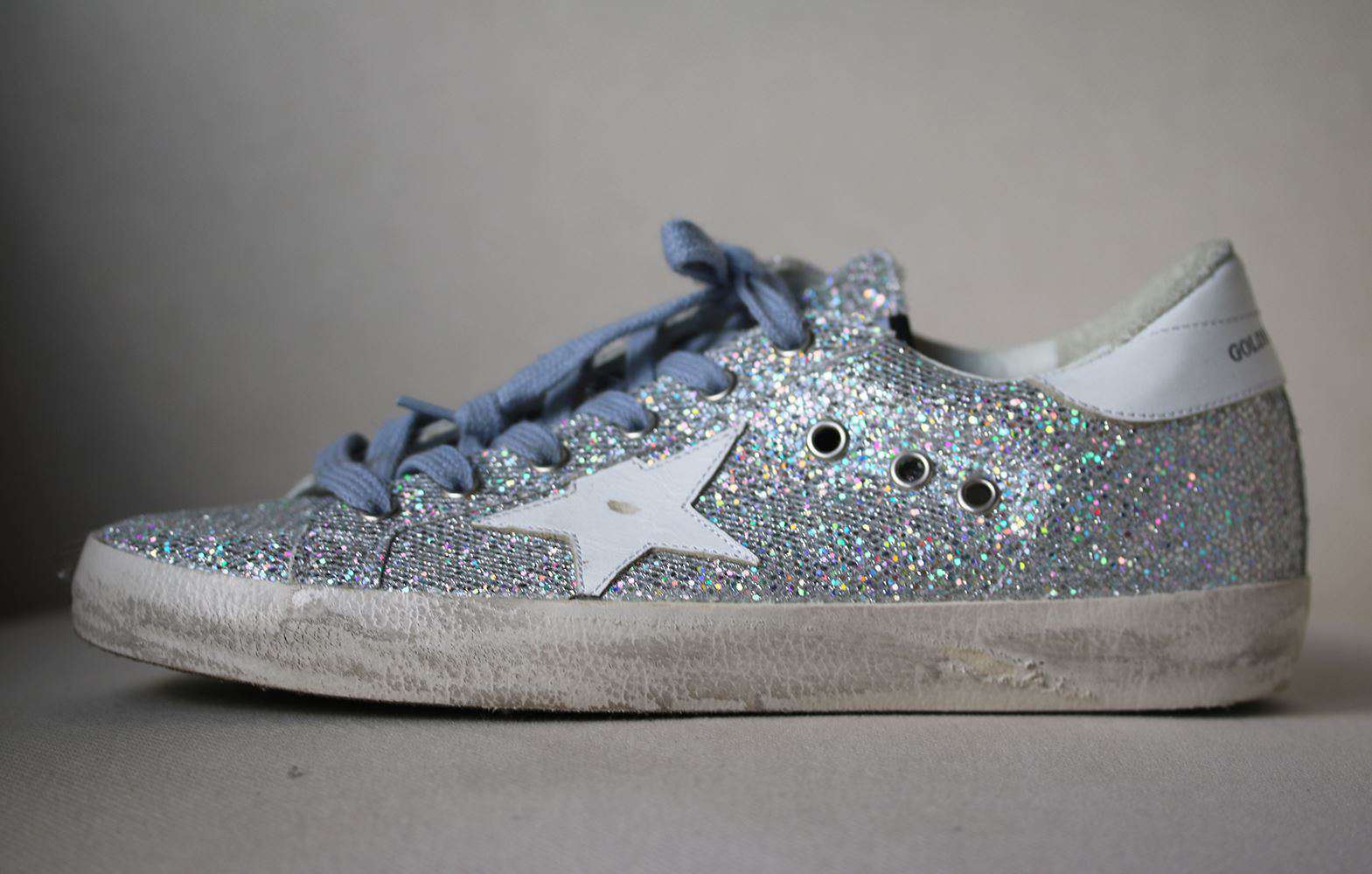 GOLDEN GOOSE DELUXE BRAND SUPERSTAR GLITTERED TEXTURE SNEAKERS EU 38 UK 5 US 8