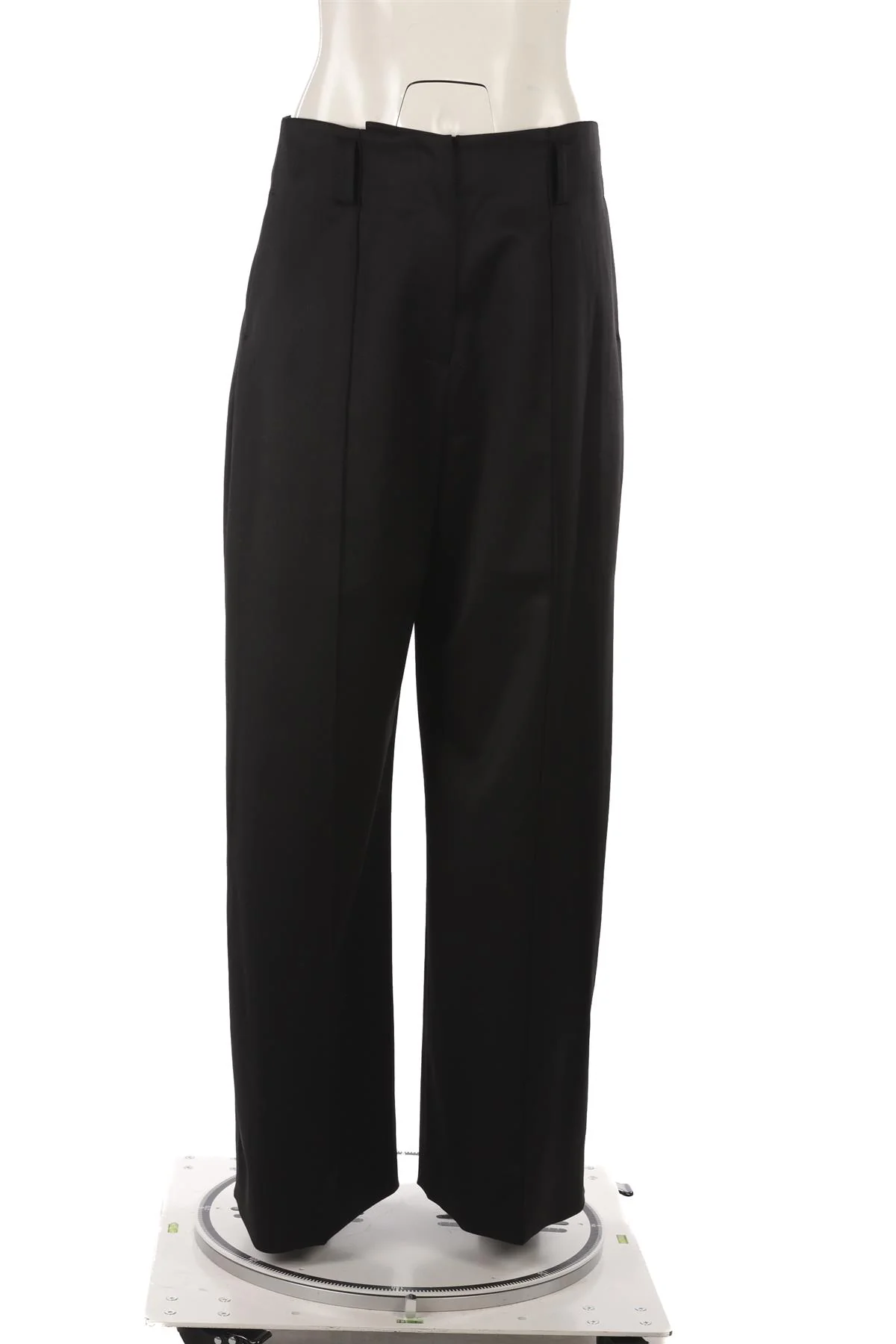 GRACE LING BLACK WOOL WIDE LEG PANTS FR 40 UK 12 - Image 2