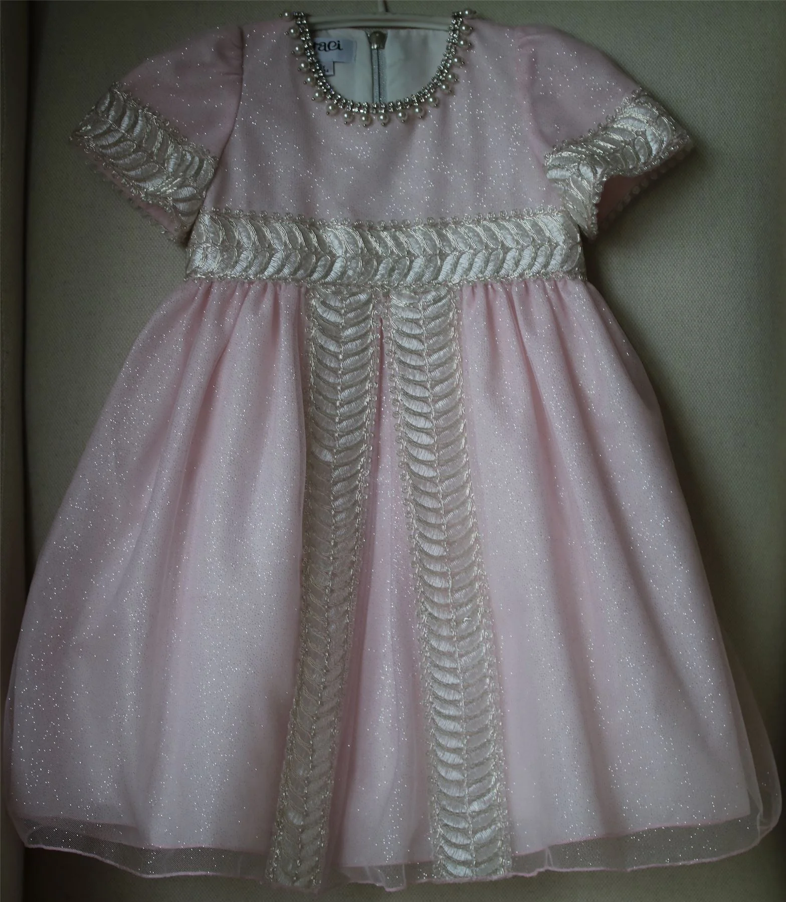 GRACI GIRLS PINK TULLE DRESS WITH DIAMANTÉ, PEARLS & GLITTER 2 YEARS - Image 2