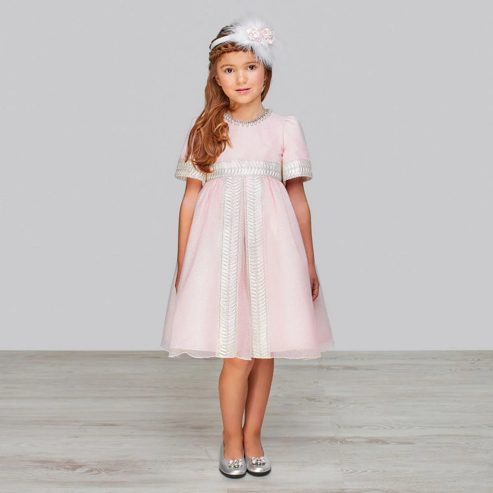 GRACI GIRLS PINK TULLE DRESS WITH DIAMANTÉ, PEARLS & GLITTER 2 YEARS - Image 7