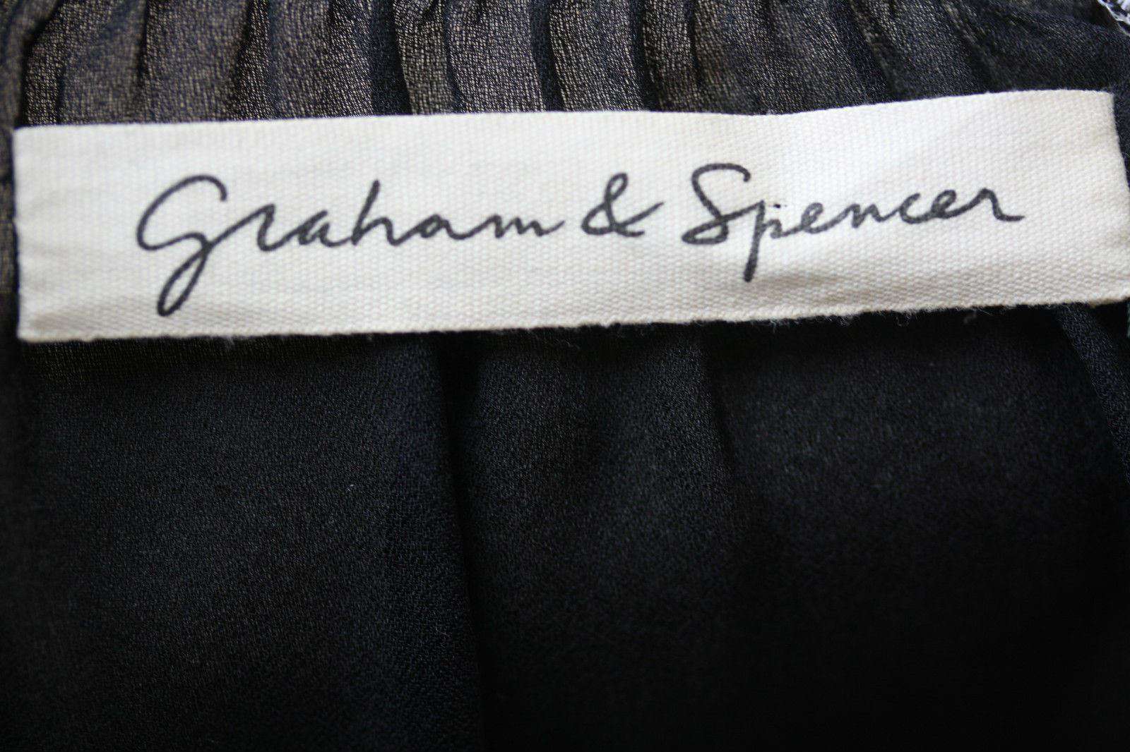 GRAHAM AND SPENCER BLACK SILK BLOUSE TOP SMALL - Image 2