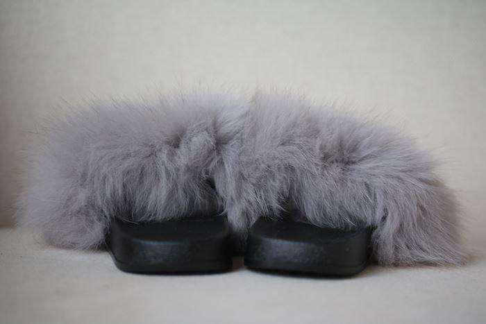 GREY FUR KIDS SLIDES SANDALS EU 28-29 UK 10-11 - Image 3